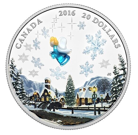 1 Oz Silver Coin 2016 $20 Canada Murano Italy Venetian Glass My Angel Christmas-classypw.com-1
