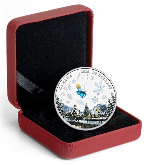 1 Oz Silver Coin 2016 $20 Canada Murano Italy Venetian Glass My Angel Christmas-classypw.com-4