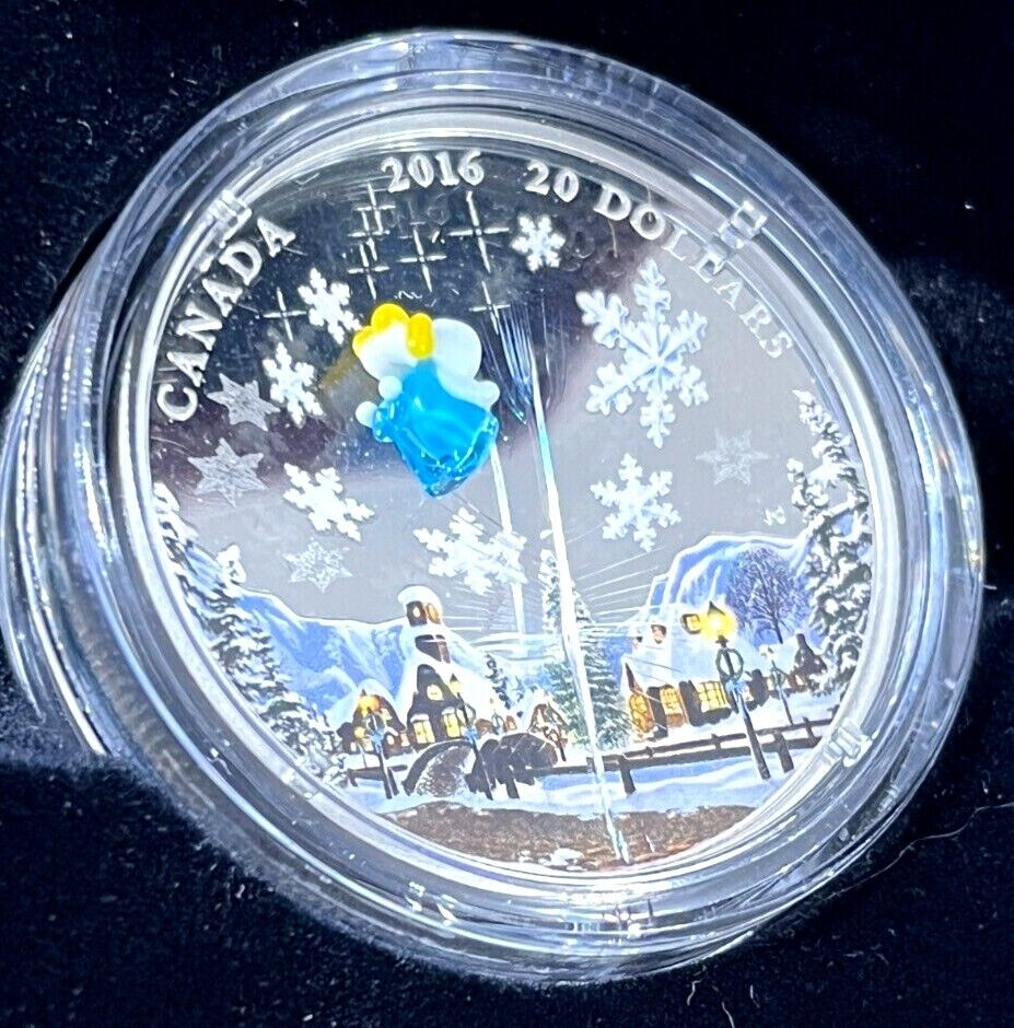 1 Oz Silver Coin 2016 $20 Canada Murano Italy Venetian Glass My Angel Christmas-classypw.com-5