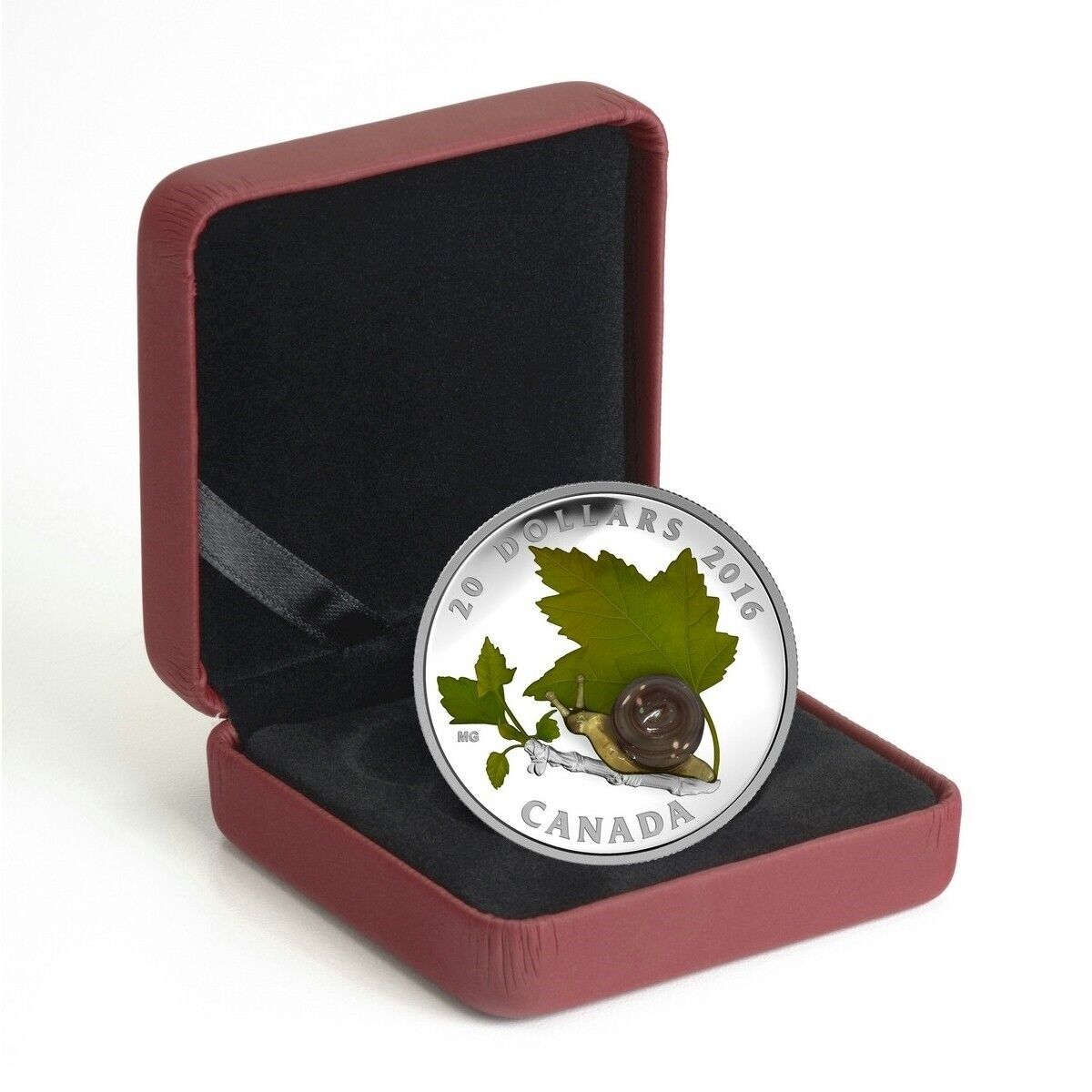 1 Oz Silver Coin 2016 $20 Canada Murano Venetian Glass Little Creatures: Snail-classypw.com-4