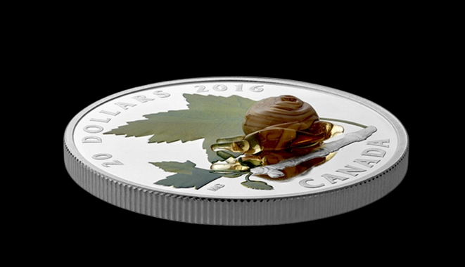 1 Oz Silver Coin 2016 $20 Canada Murano Venetian Glass Little Creatures: Snail-classypw.com-6
