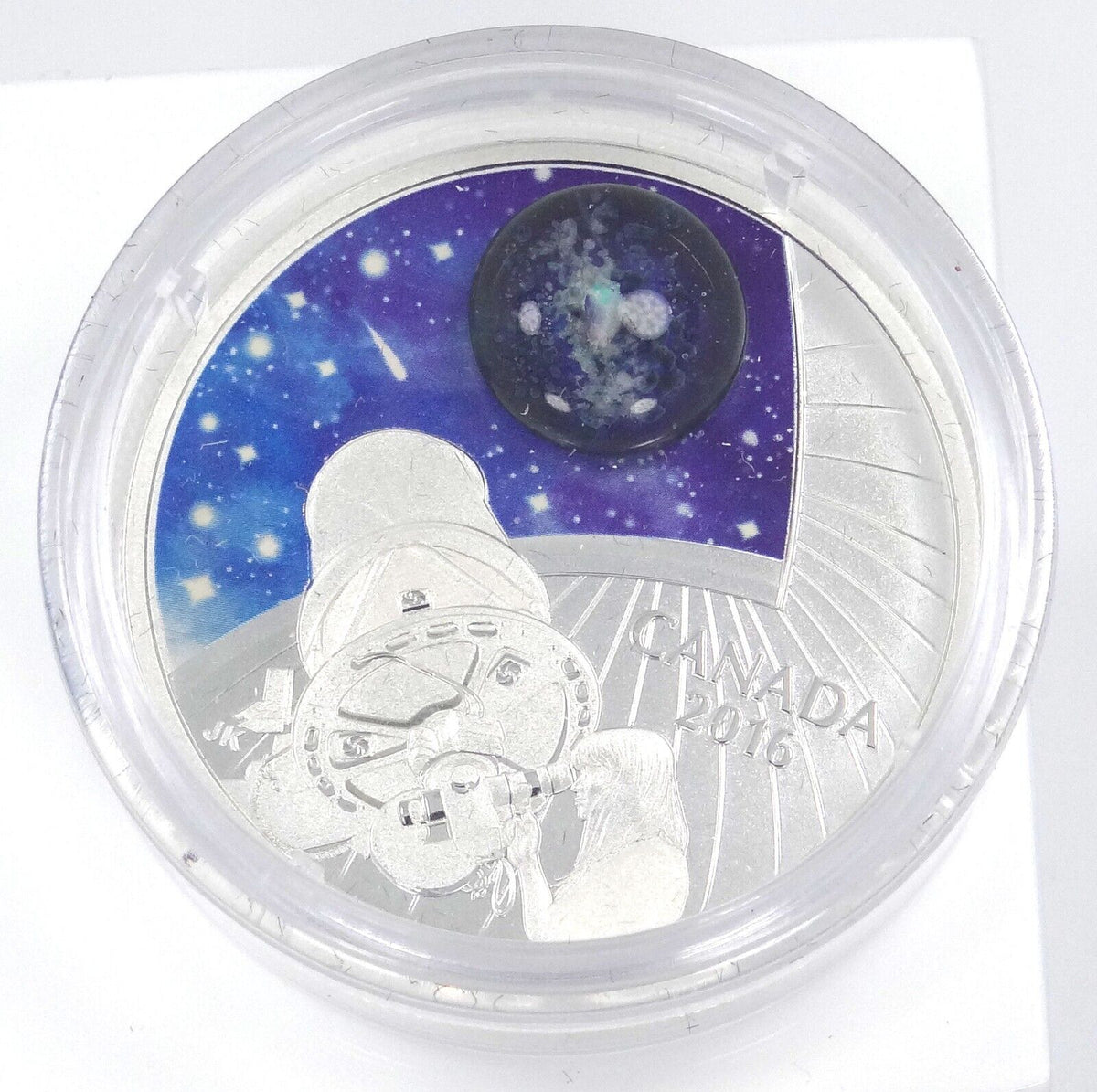 1 Oz Silver Coin 2016 $20 Canada The Universe Glow in the Dark Glass with Opal-classypw.com-1