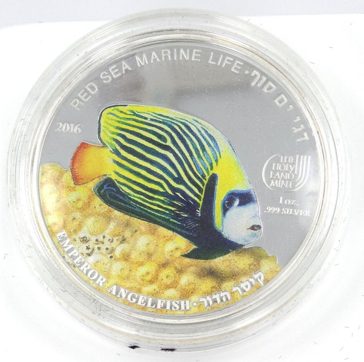 1 Oz Silver Coin 2016 $5 Palau Red Sea Marine Life Israel Mint Emperor Angelfish-classypw.com-2