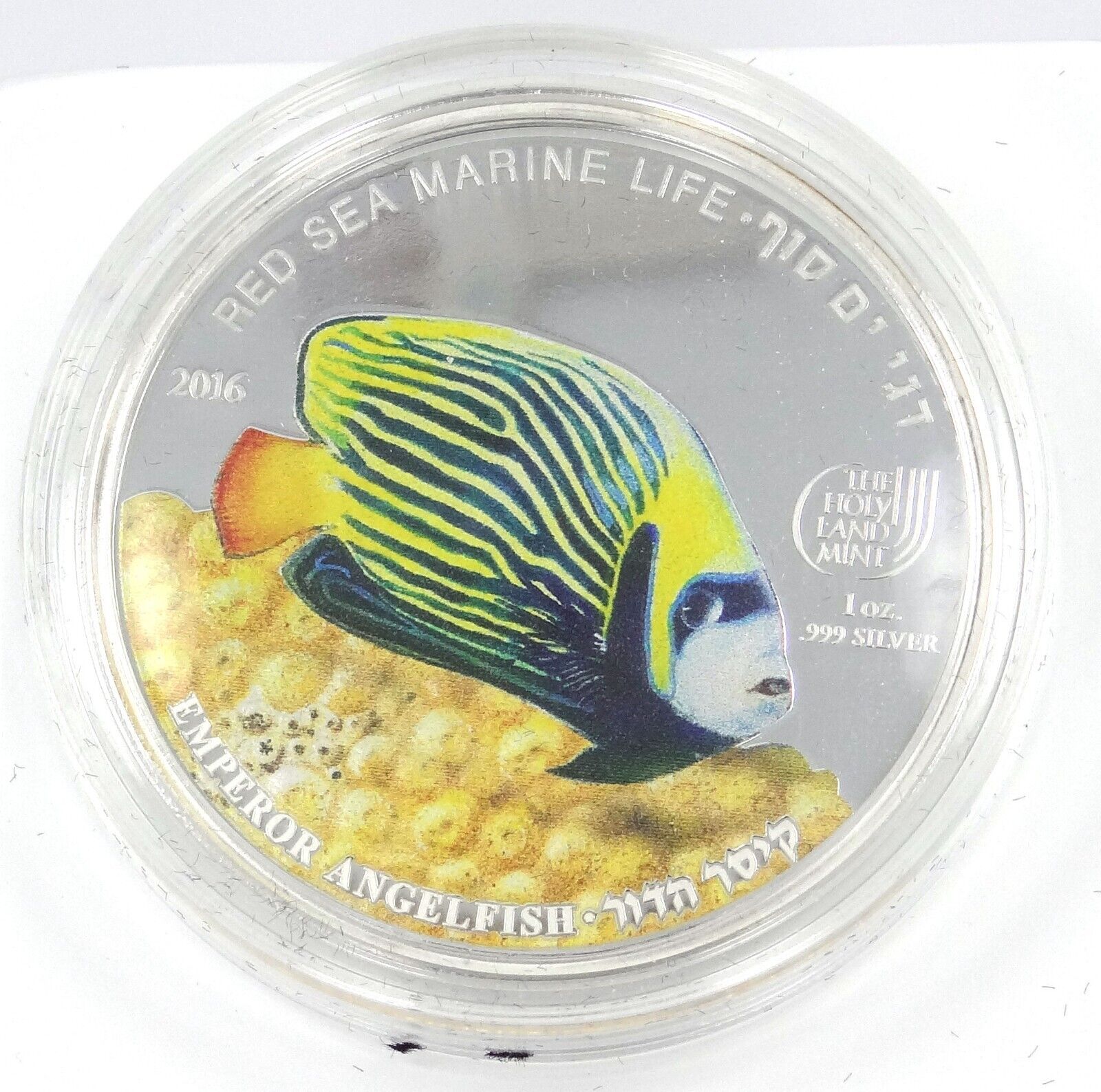 1 Oz Silver Coin 2016 $5 Palau Red Sea Marine Life Israel Mint Emperor Angelfish-classypw.com-2