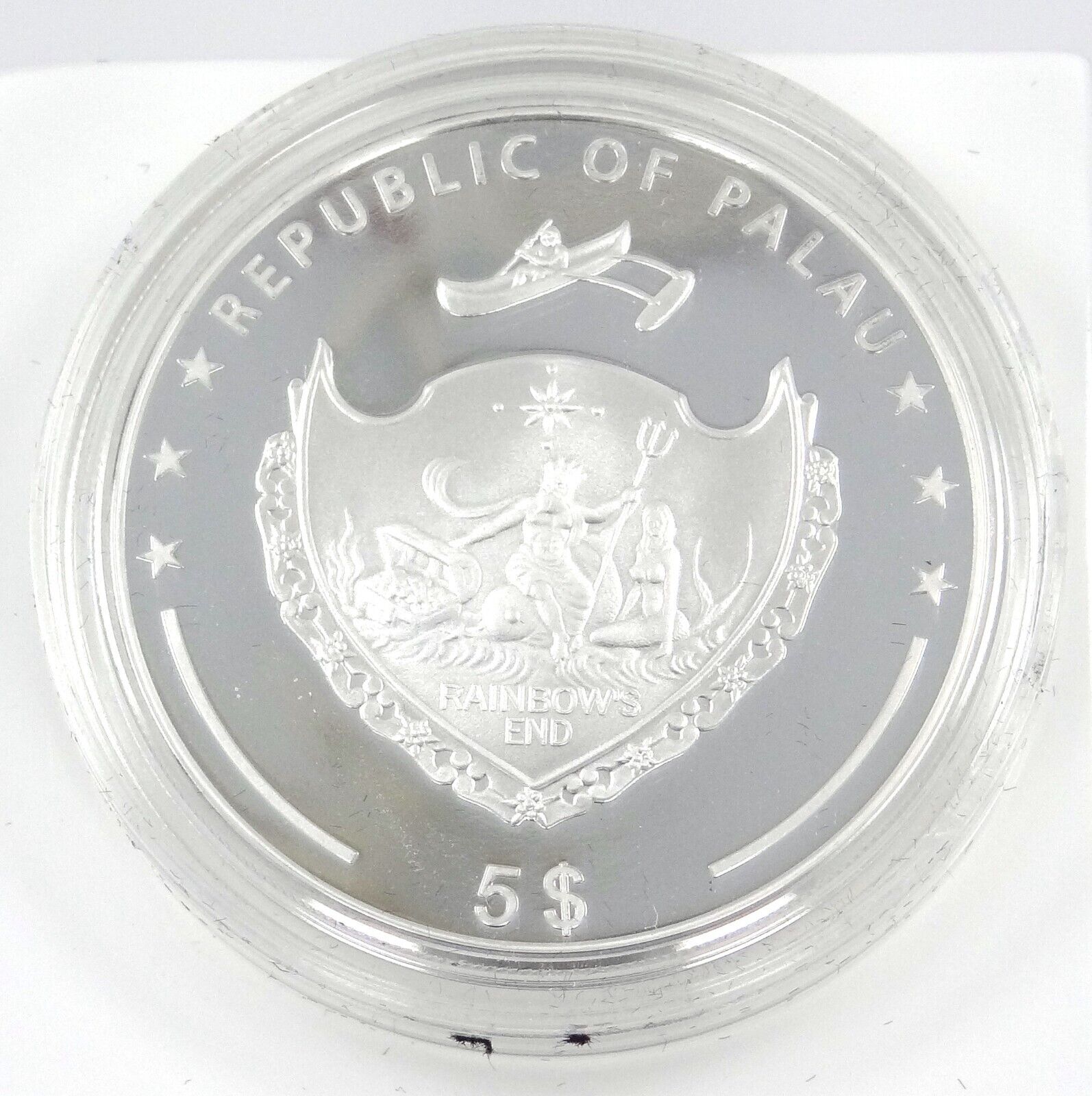 1 Oz Silver Coin 2016 $5 Palau Red Sea Marine Life Israel Mint Emperor Angelfish-classypw.com-3