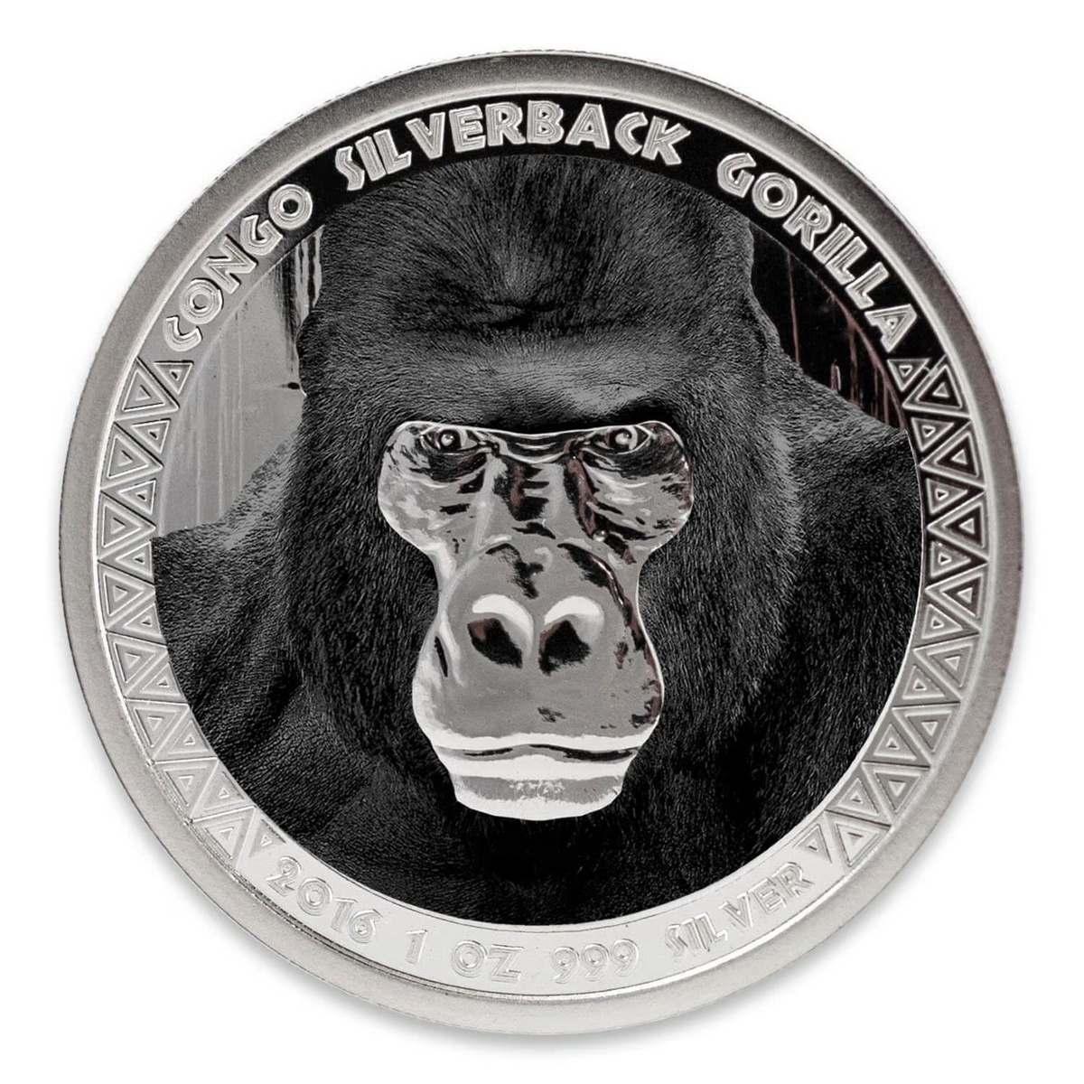1 Oz Silver Coin 2016 5000 CFA Francs Congo Scottsdale Color Silverback Gorilla-classypw.com-1