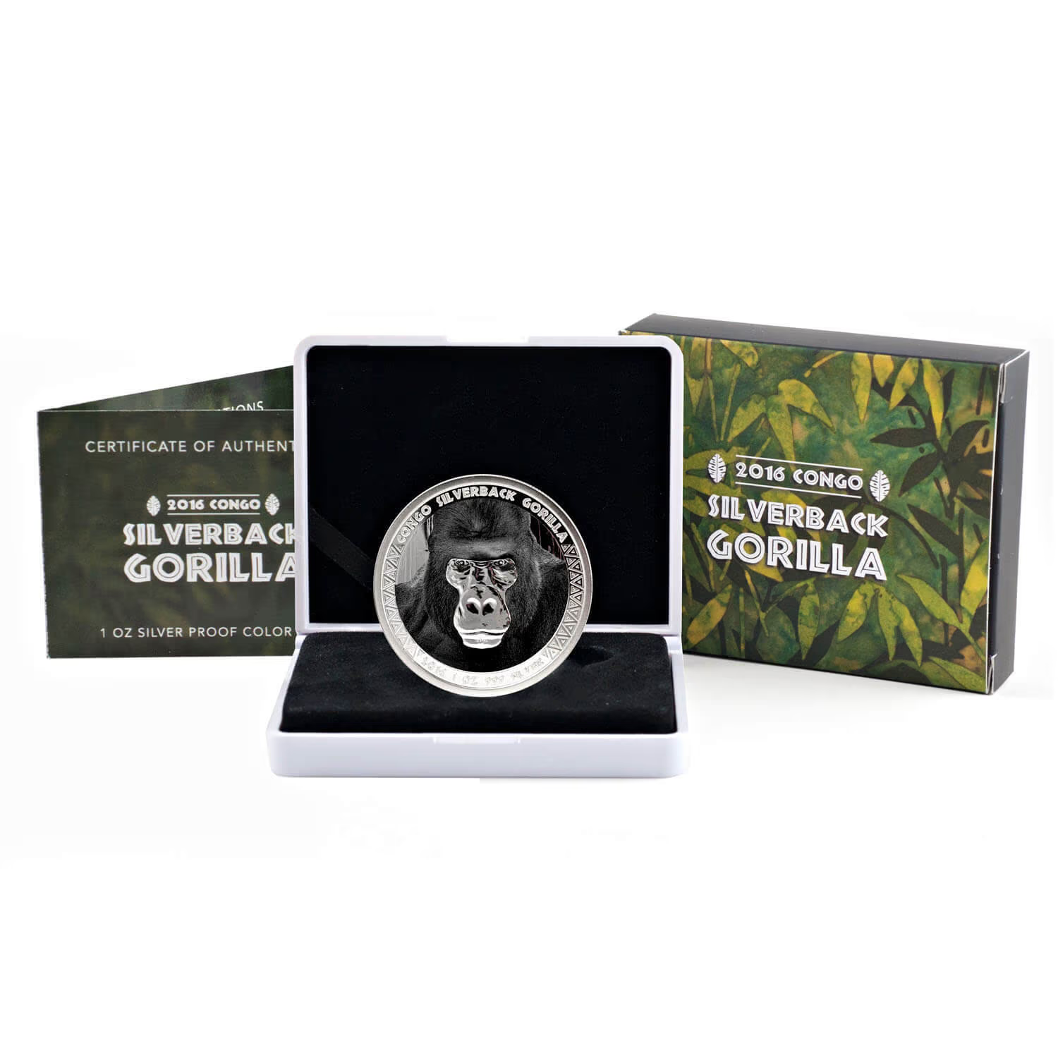1 Oz Silver Coin 2016 5000 CFA Francs Congo Scottsdale Color Silverback Gorilla-classypw.com-3