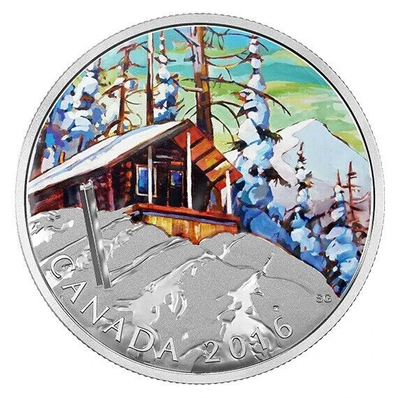 1 Oz Silver Coin 2016 Canada $20 Color Canadian Landscapes Series Ski Chalet-classypw.com-1