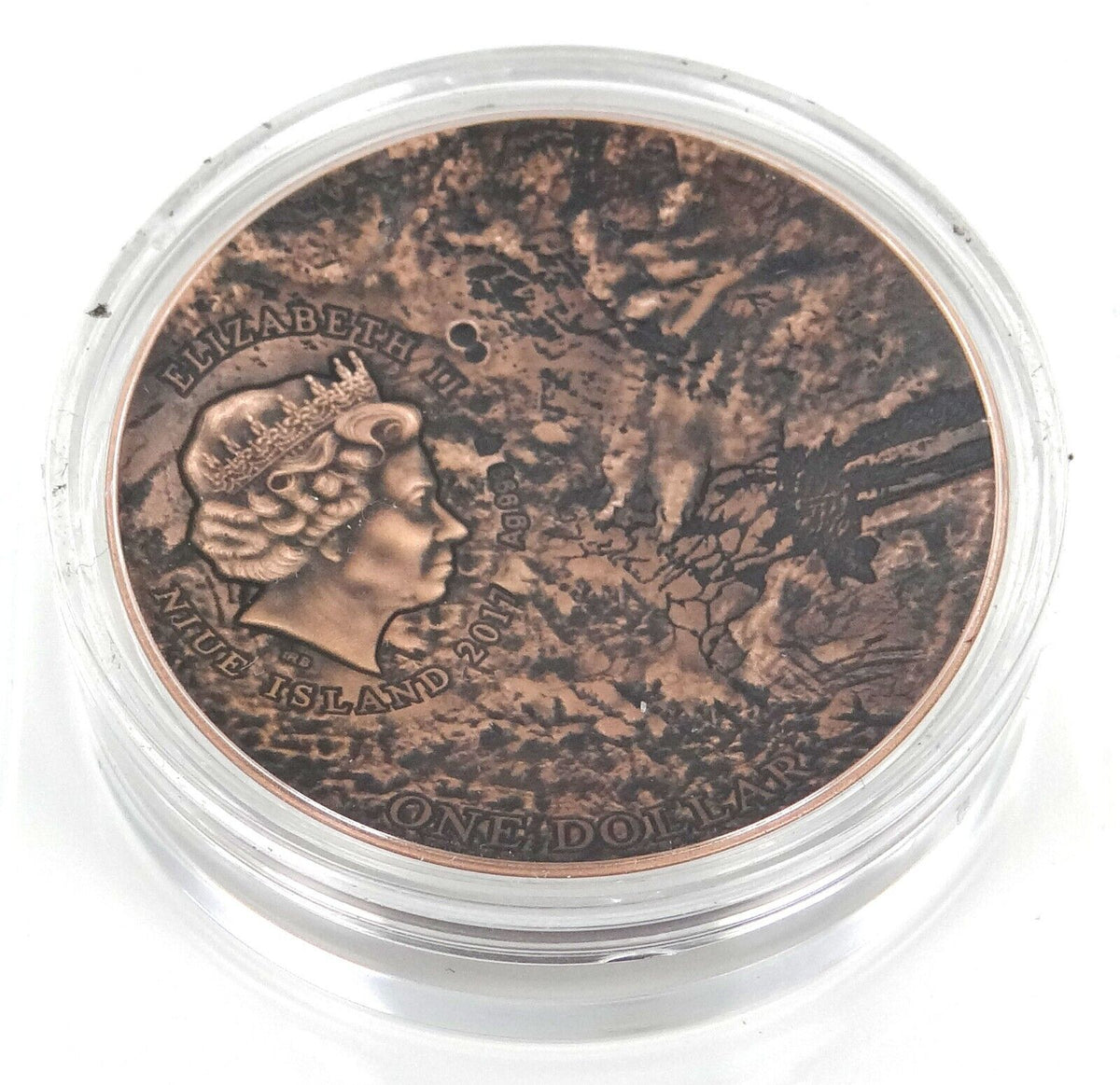 1 Oz Silver Coin 2017 $1 Niue Solar System Mars NWA 7397 Meteorite Box &amp; COA-classypw.com-2