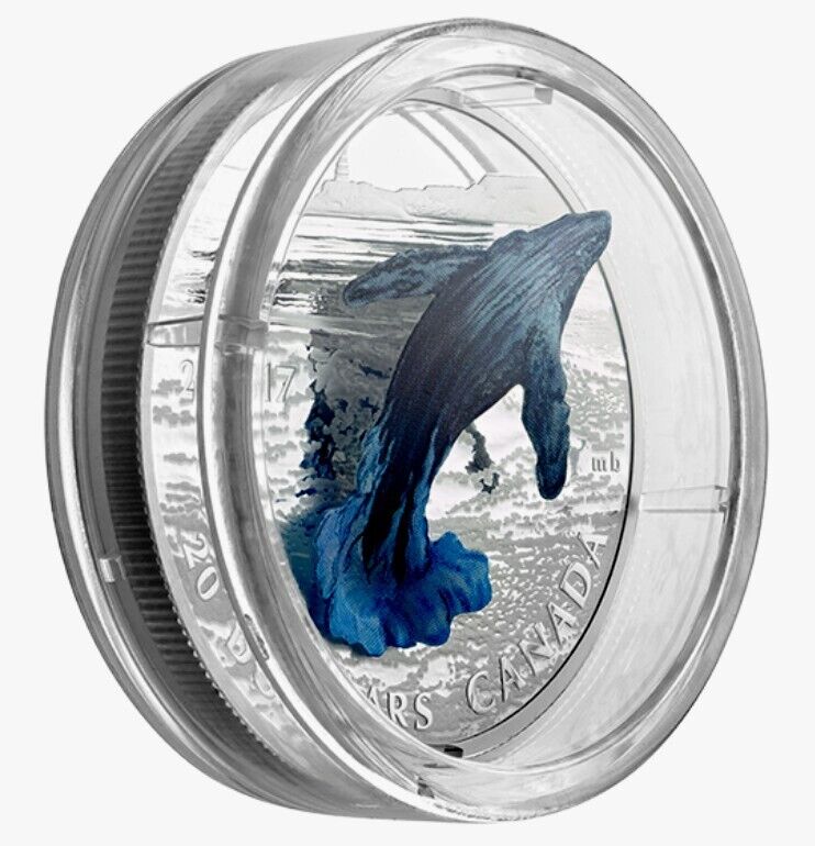 1 Oz Silver Coin 2017 $20 Canada 3D Three-Dimensional Breaching Whale-classypw.com-1