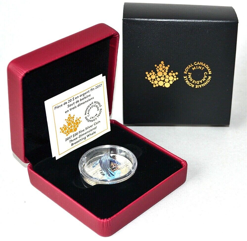 1 Oz Silver Coin 2017 $20 Canada 3D Three-Dimensional Breaching Whale-classypw.com-6