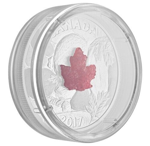 1 Oz Silver Coin 2017 $20 Canada Majestic Maple Leaves with Drusy Stone-classypw.com-2