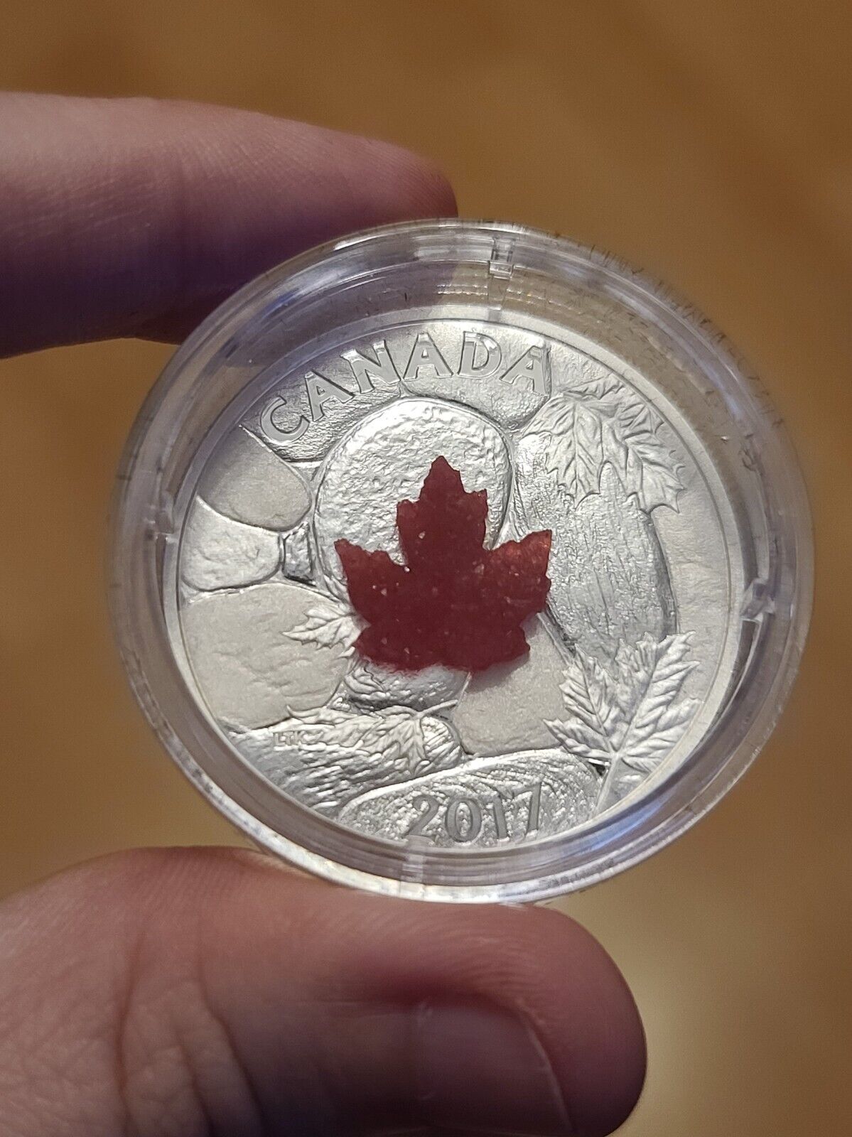 1 Oz Silver Coin 2017 $20 Canada Majestic Maple Leaves with Drusy Stone-classypw.com-4