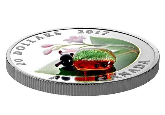 1 Oz Silver Coin 2017 $20 Canada Murano Glass Little Creatures: Dogbane Beetle-classypw.com-2