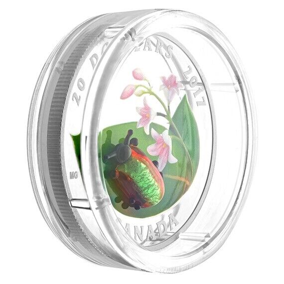1 Oz Silver Coin 2017 $20 Canada Murano Glass Little Creatures: Dogbane Beetle-classypw.com-3