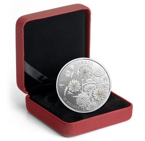 1 Oz Silver Coin 2017 $20 Canada Pearl Flowers Mother of Pearl Embellishments-classypw.com-4