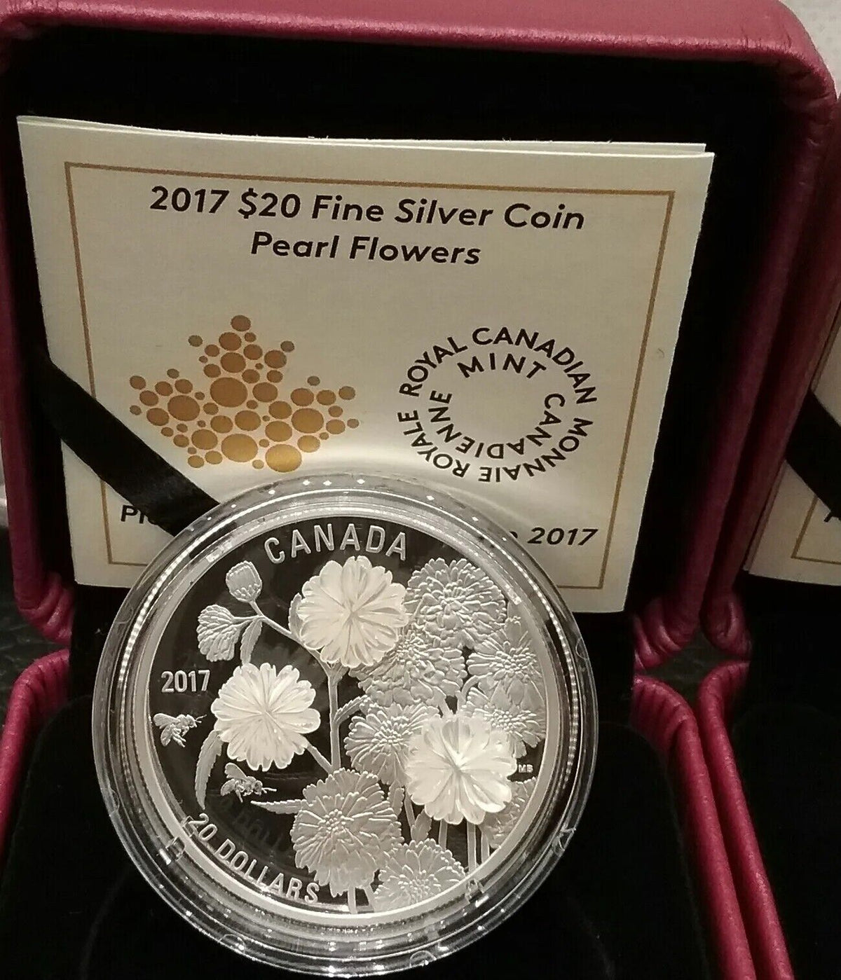 1 Oz Silver Coin 2017 $20 Canada Pearl Flowers Mother of Pearl Embellishments-classypw.com-5