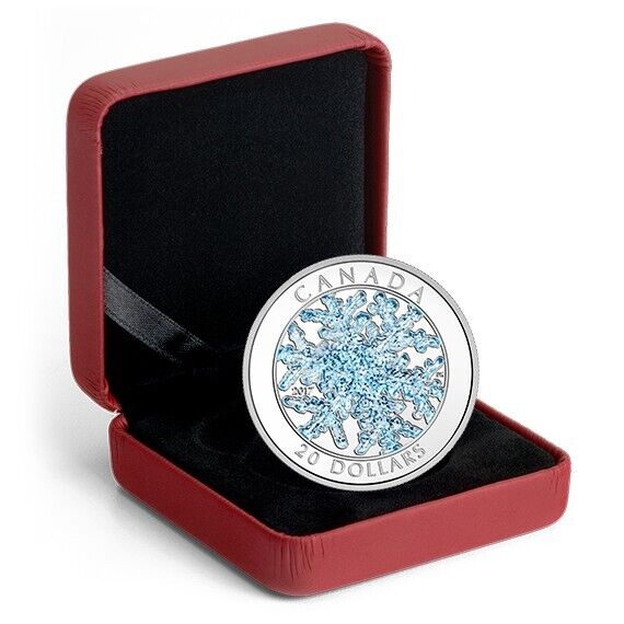 1 Oz Silver Coin 2017 $20 Canada Snowflake Dendrite Ice Crystal Blue Enamel-classypw.com-4