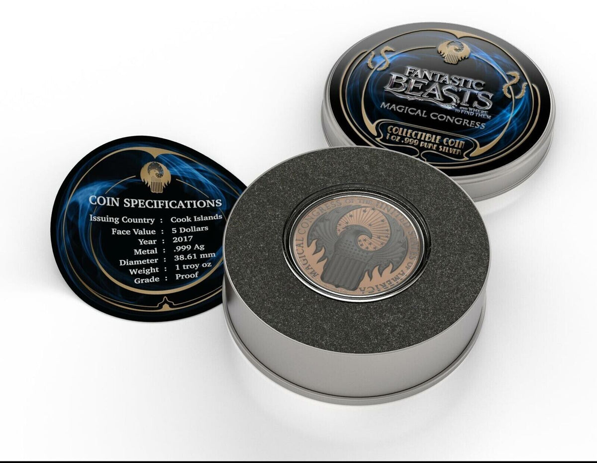 1 Oz Silver Coin 2017 $5 Fantastic Beasts Magical Congress of the USA Rose Gold-classypw.com-3