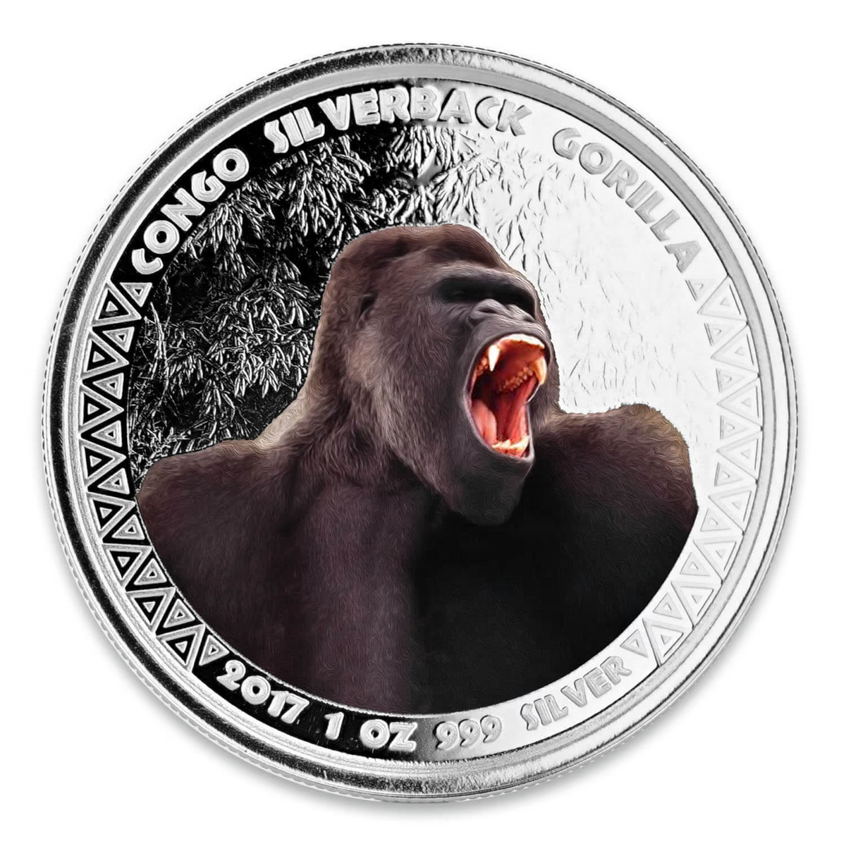 1 Oz Silver Coin 2017 5000 CFA Francs Congo Scottsdale Color Silverback Gorilla-classypw.com-1