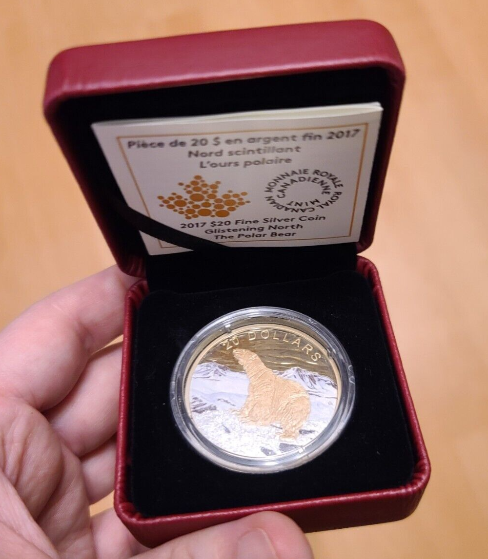 1 Oz Silver Coin 2017 Canada $20 Glistening North The Polar Bear Diamond Glitter-classypw.com-3