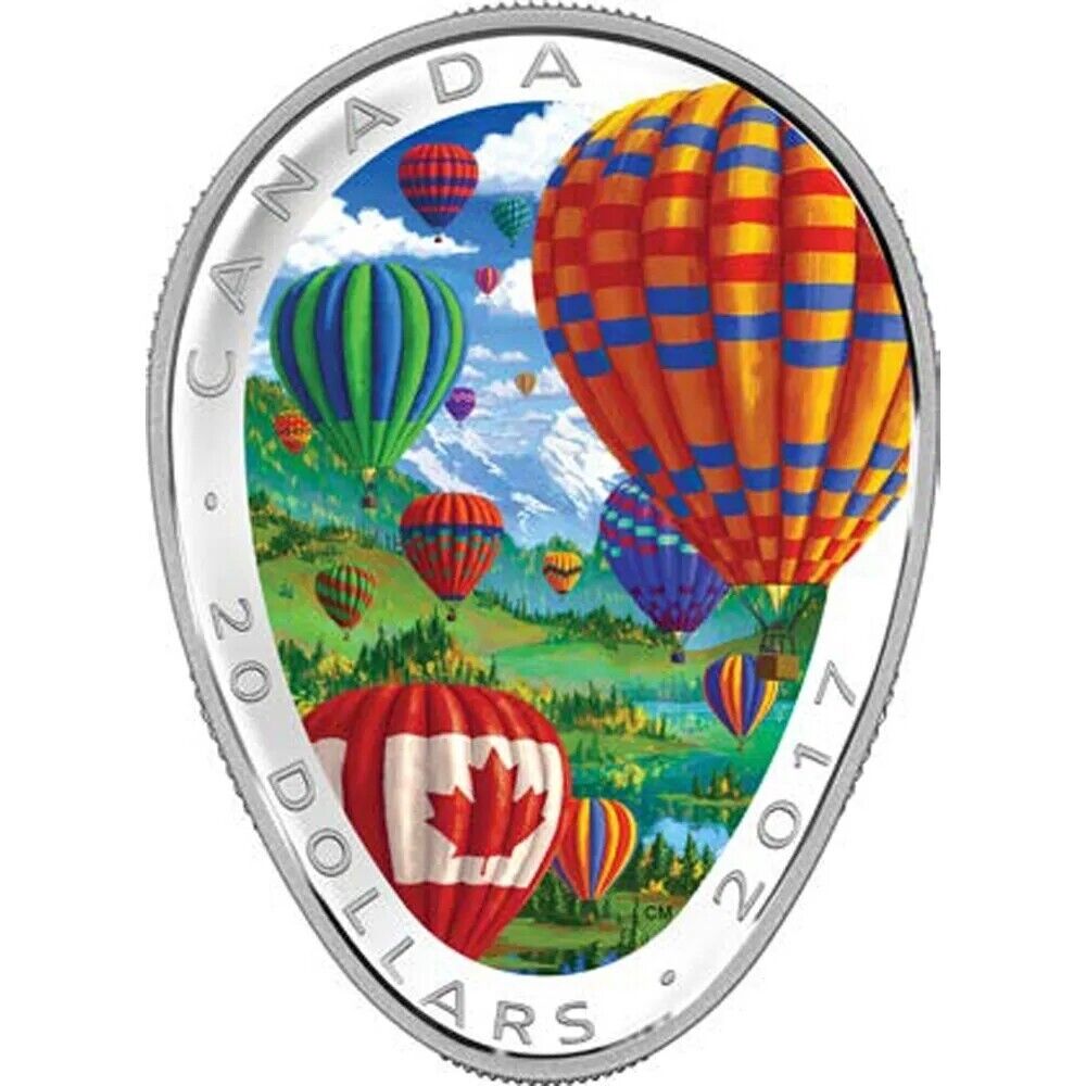 1 Oz Silver Coin 2017 Canada $20 Hot Air Balloons Elliptical Shaped-classypw.com-1