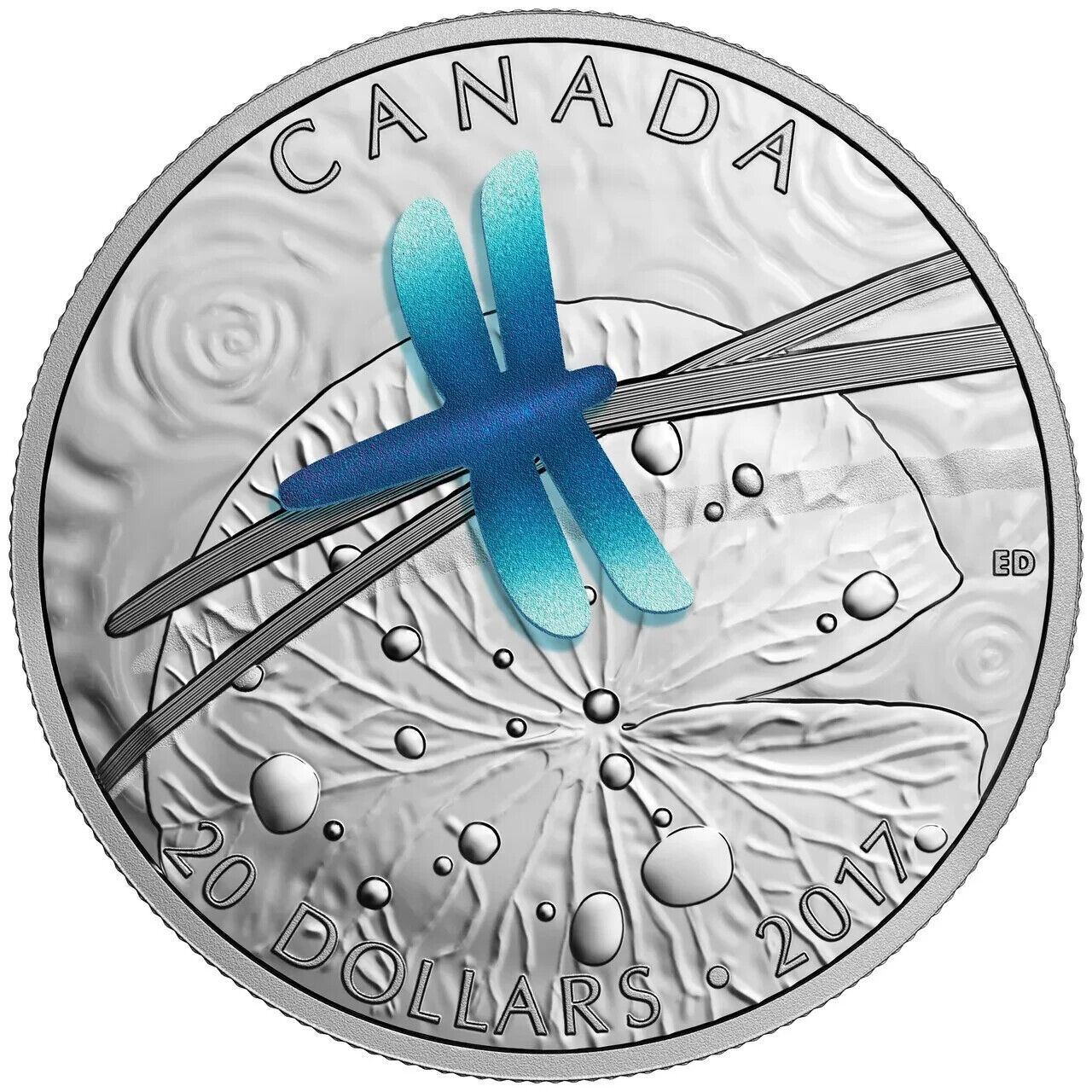 1 Oz Silver Coin 2017 Canada $20 Nature's Adornments 3D iridescent Dragonfly-classypw.com-1