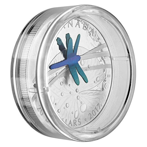 1 Oz Silver Coin 2017 Canada $20 Nature's Adornments 3D iridescent Dragonfly-classypw.com-4