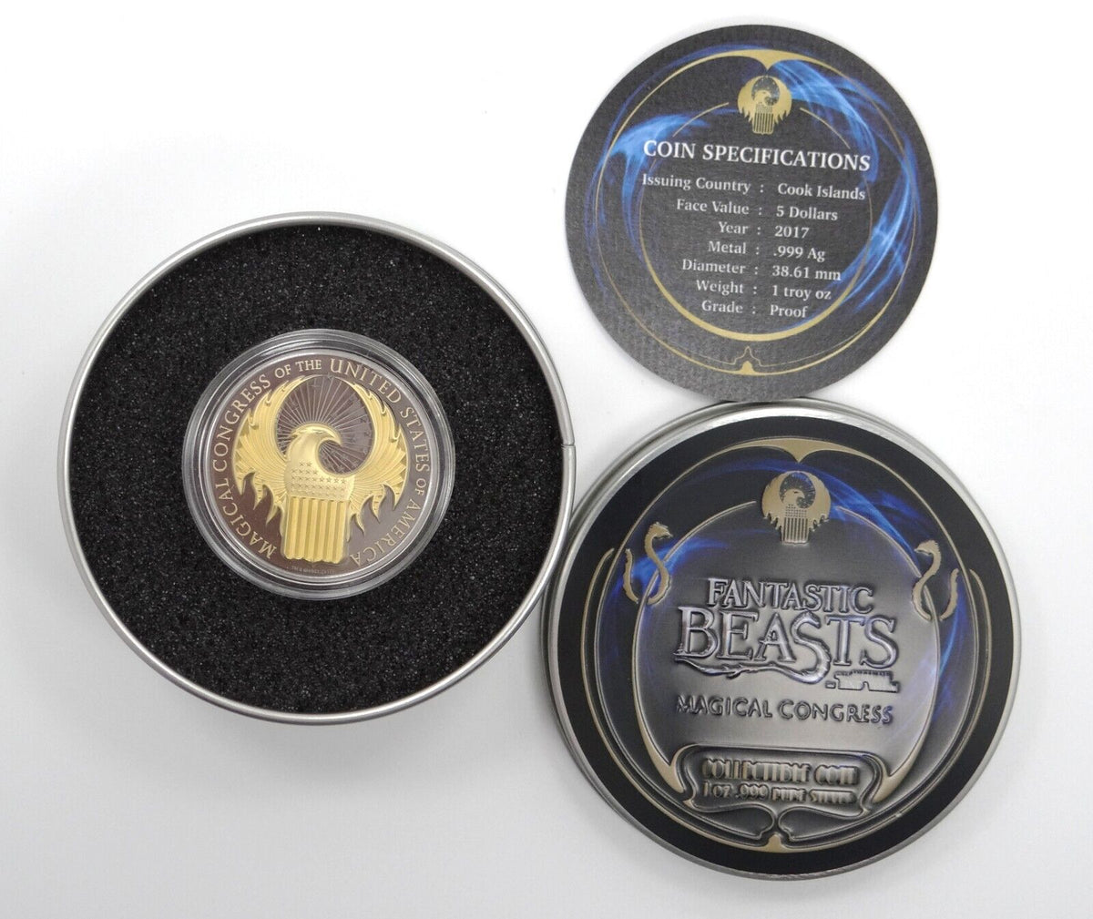 1 Oz Silver Coin 2017 Fantastic Beast Magical Congress of the USA Gold Ruthenium-classypw.com-3