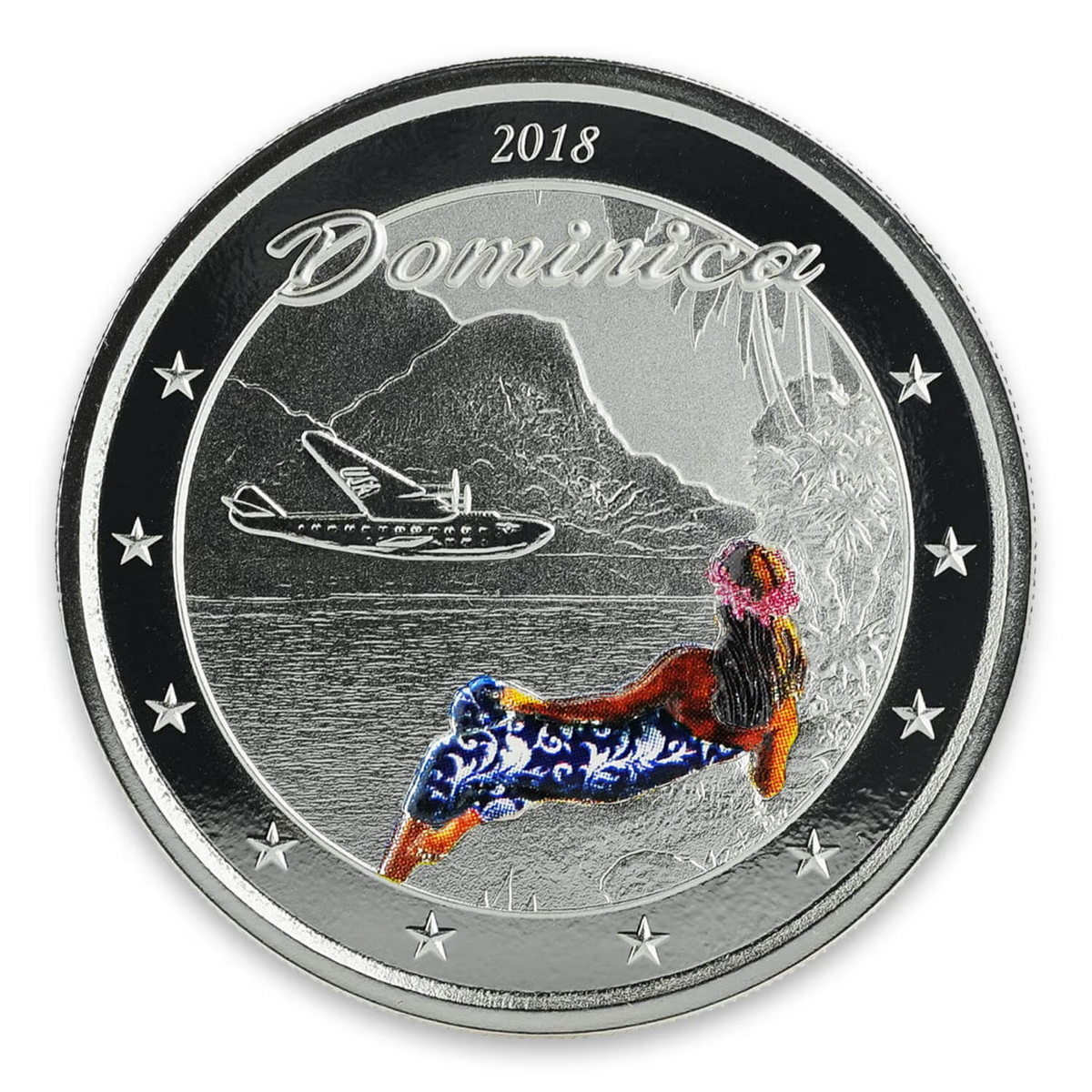 1 Oz Silver Coin 2018 Dominica $2 Scottsdale Mint Color Proof - The Nature Isle-classypw.com-1