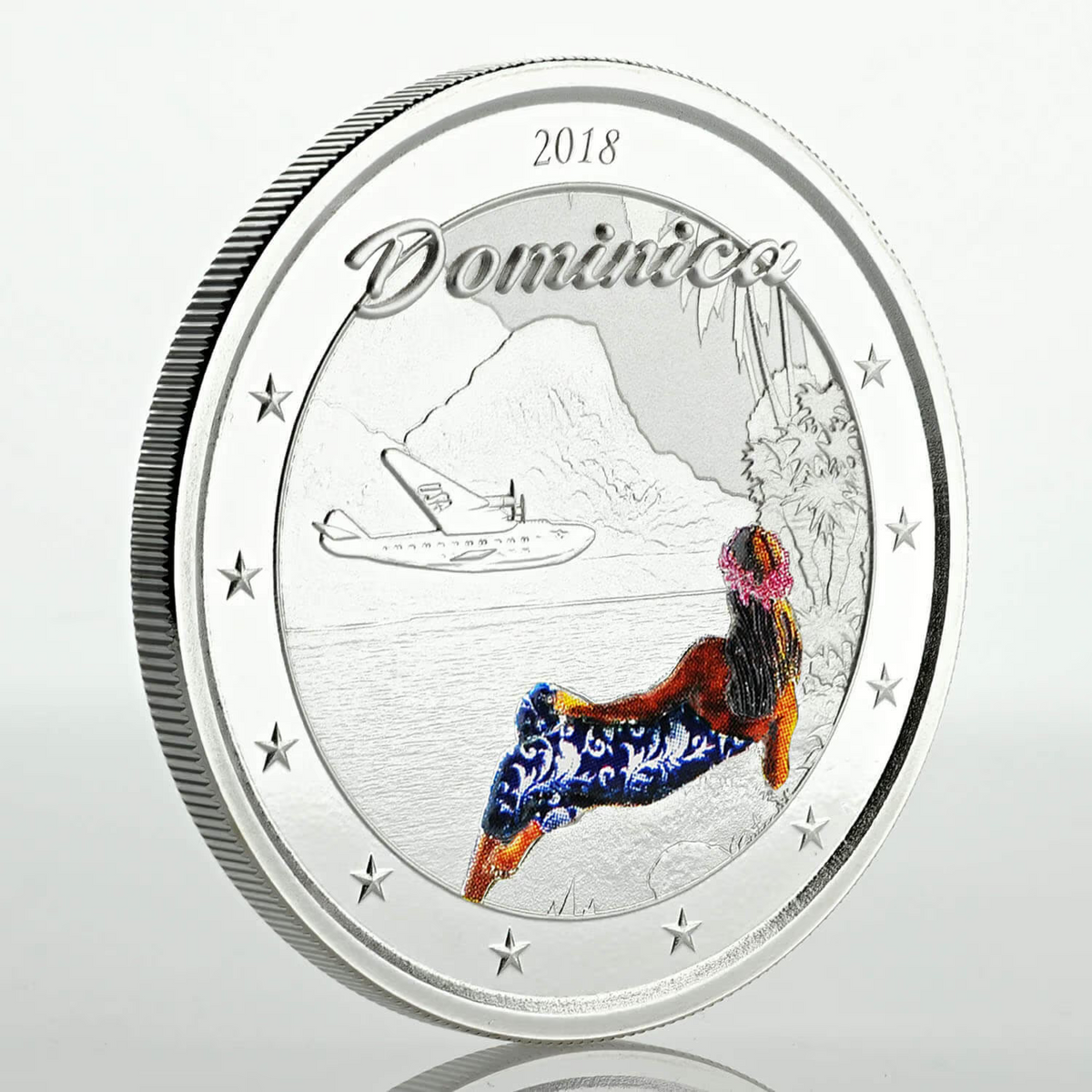 1 Oz Silver Coin 2018 Dominica $2 Scottsdale Mint Color Proof - The Nature Isle-classypw.com-2