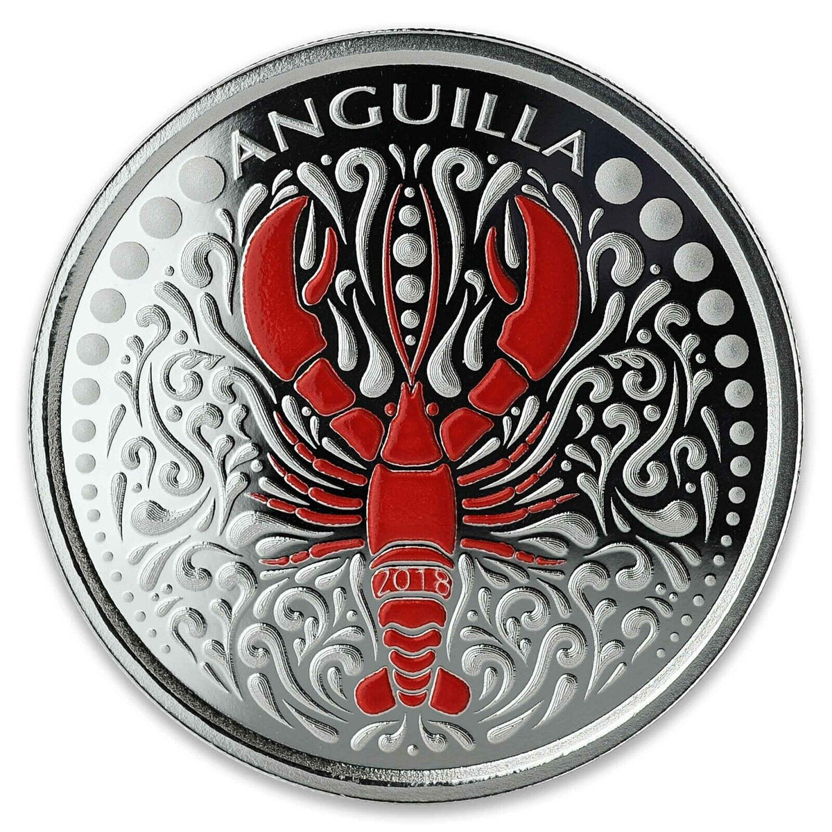 1 Oz Silver Coin 2018 EC8 Anguilla $2 Scottsdale Mint Color Proof - Lobster-classypw.com-1