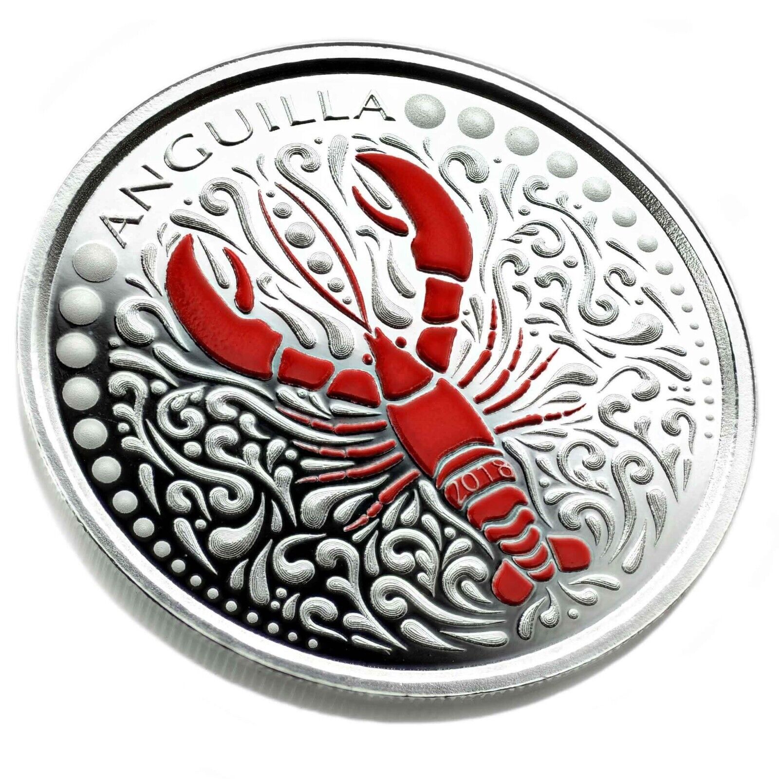 1 Oz Silver Coin 2018 EC8 Anguilla $2 Scottsdale Mint Color Proof - Lobster-classypw.com-1