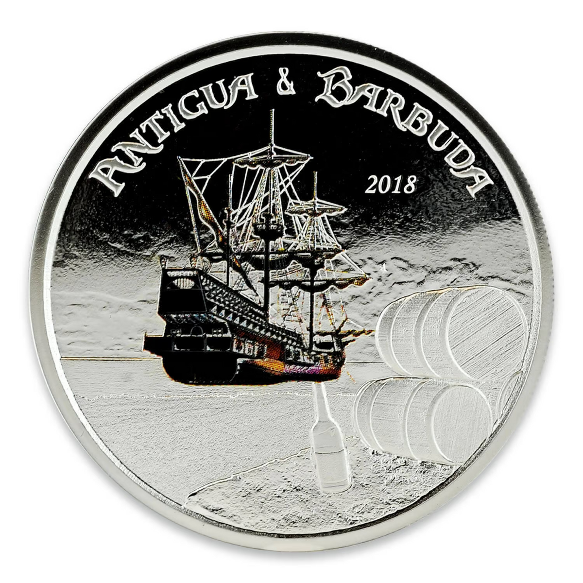 1 Oz Silver Coin 2018 EC8 Antigua &amp; Barbuda $2 Scottsdale Color Proof Rum Runner-classypw.com-1