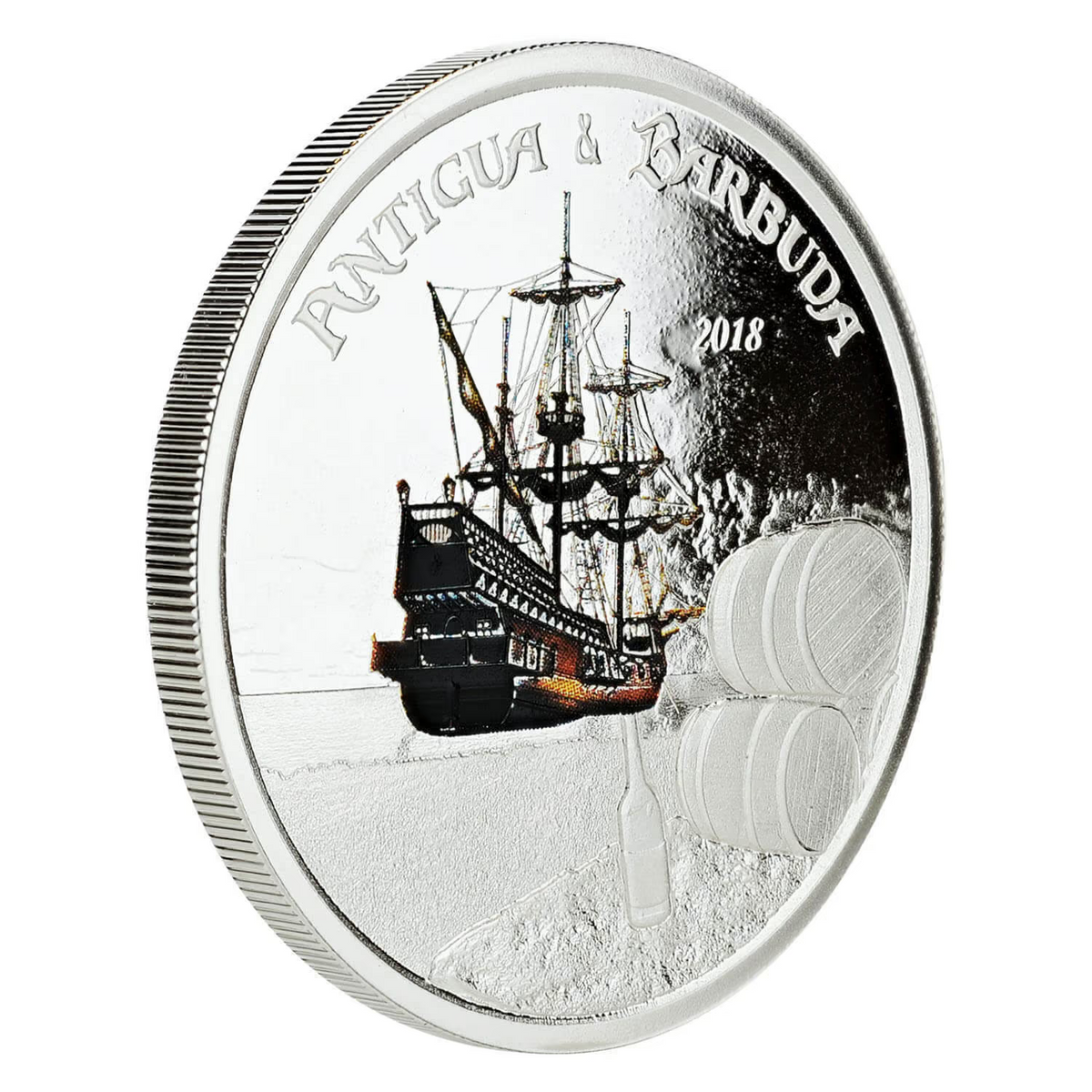 1 Oz Silver Coin 2018 EC8 Antigua &amp; Barbuda $2 Scottsdale Color Proof Rum Runner-classypw.com-4