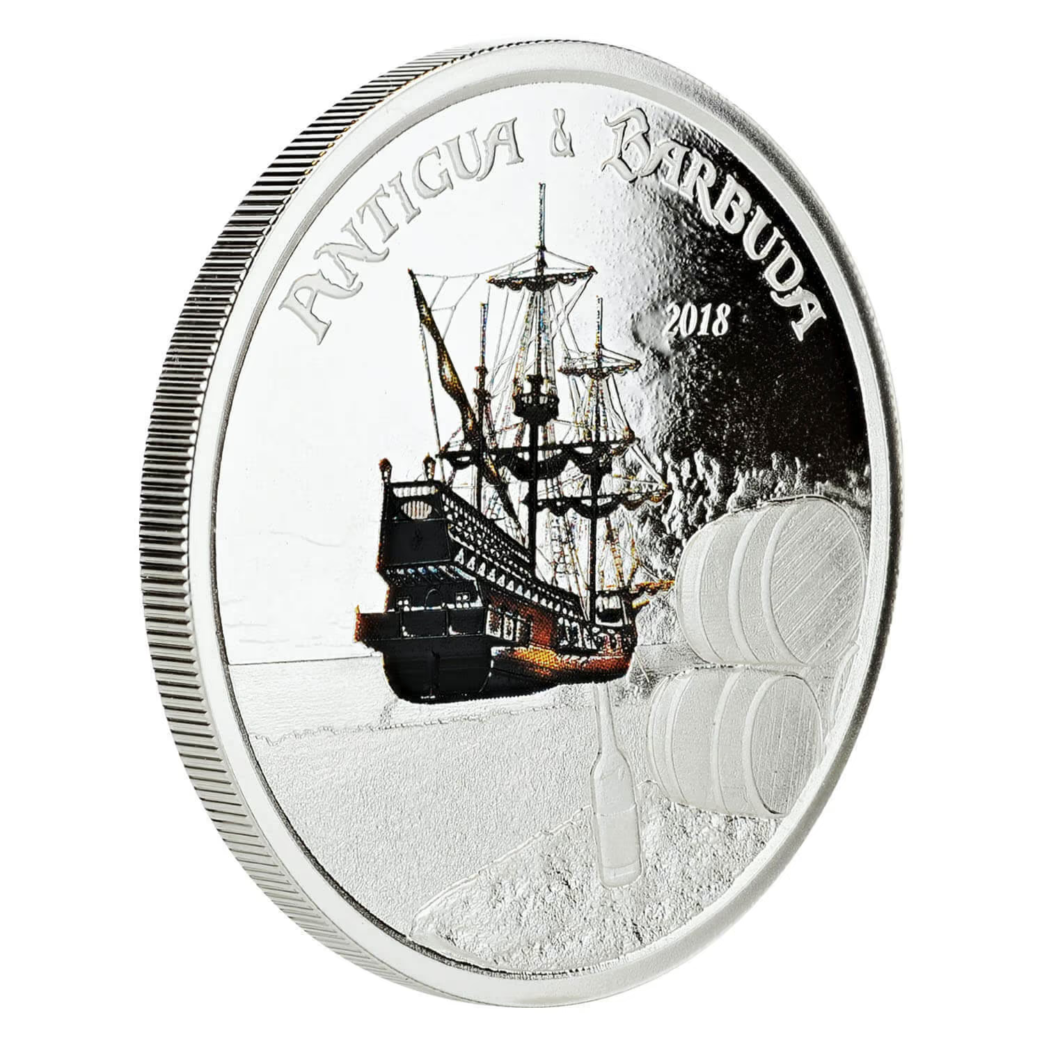 1 Oz Silver Coin 2018 EC8 Antigua & Barbuda $2 Scottsdale Color Proof Rum Runner-classypw.com-4