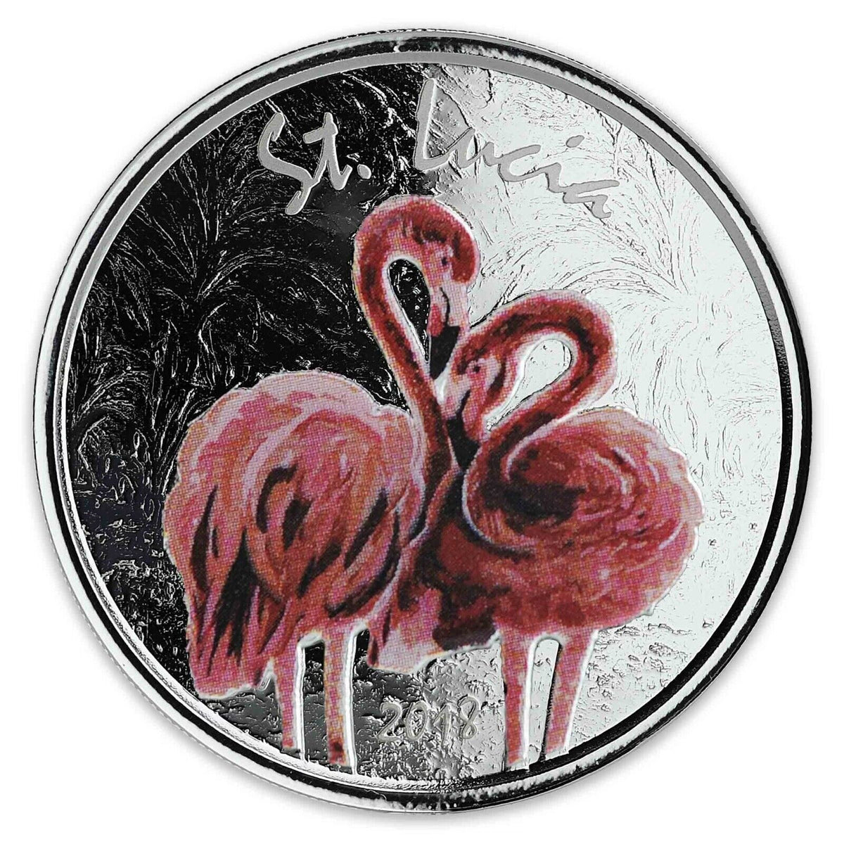 1 Oz Silver Coin 2018 EC8 Saint Lucia $2 Scottsdale Mint Color Proof - Flamingo-classypw.com-1