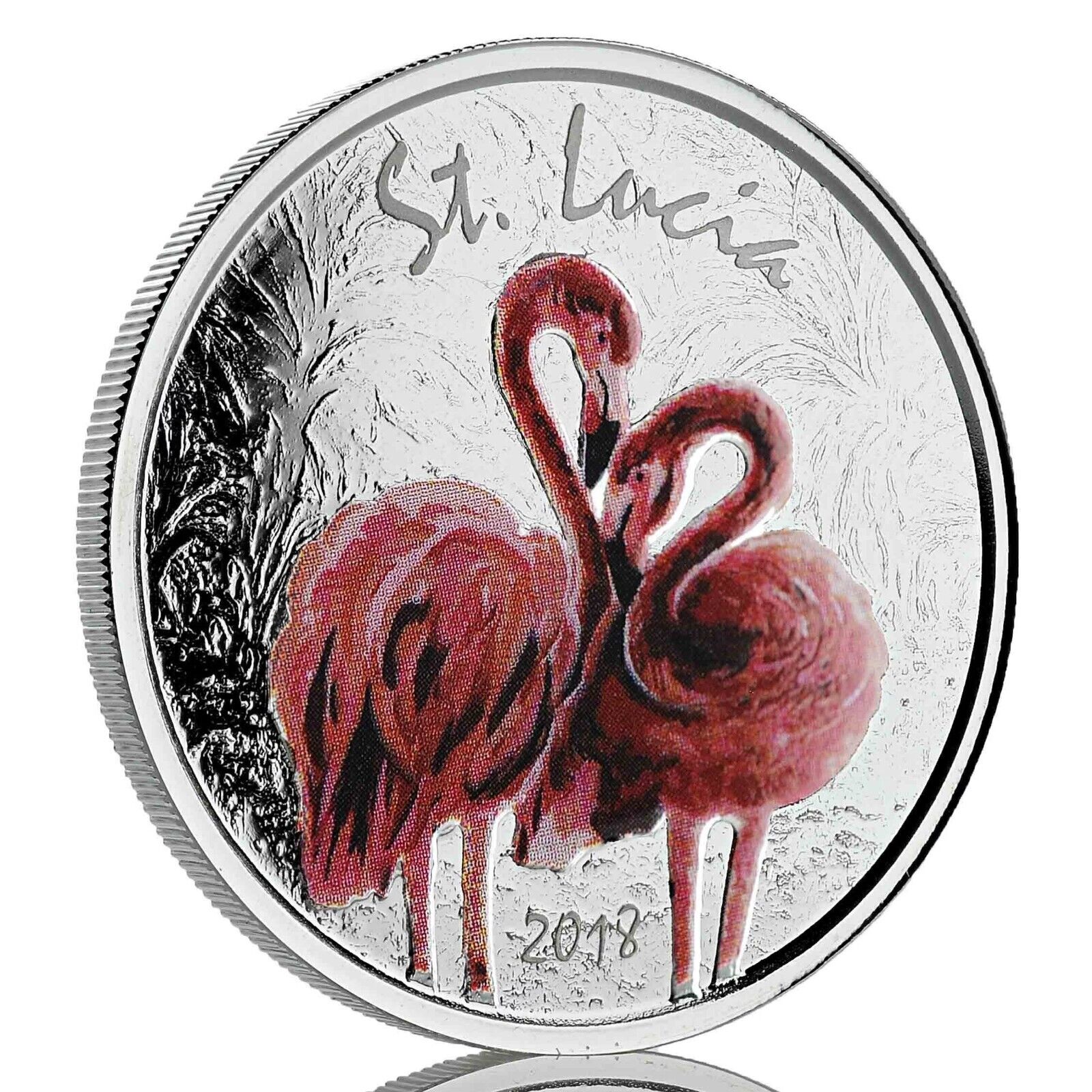 1 Oz Silver Coin 2018 EC8 Saint Lucia $2 Scottsdale Mint Color Proof - Flamingo-classypw.com-1