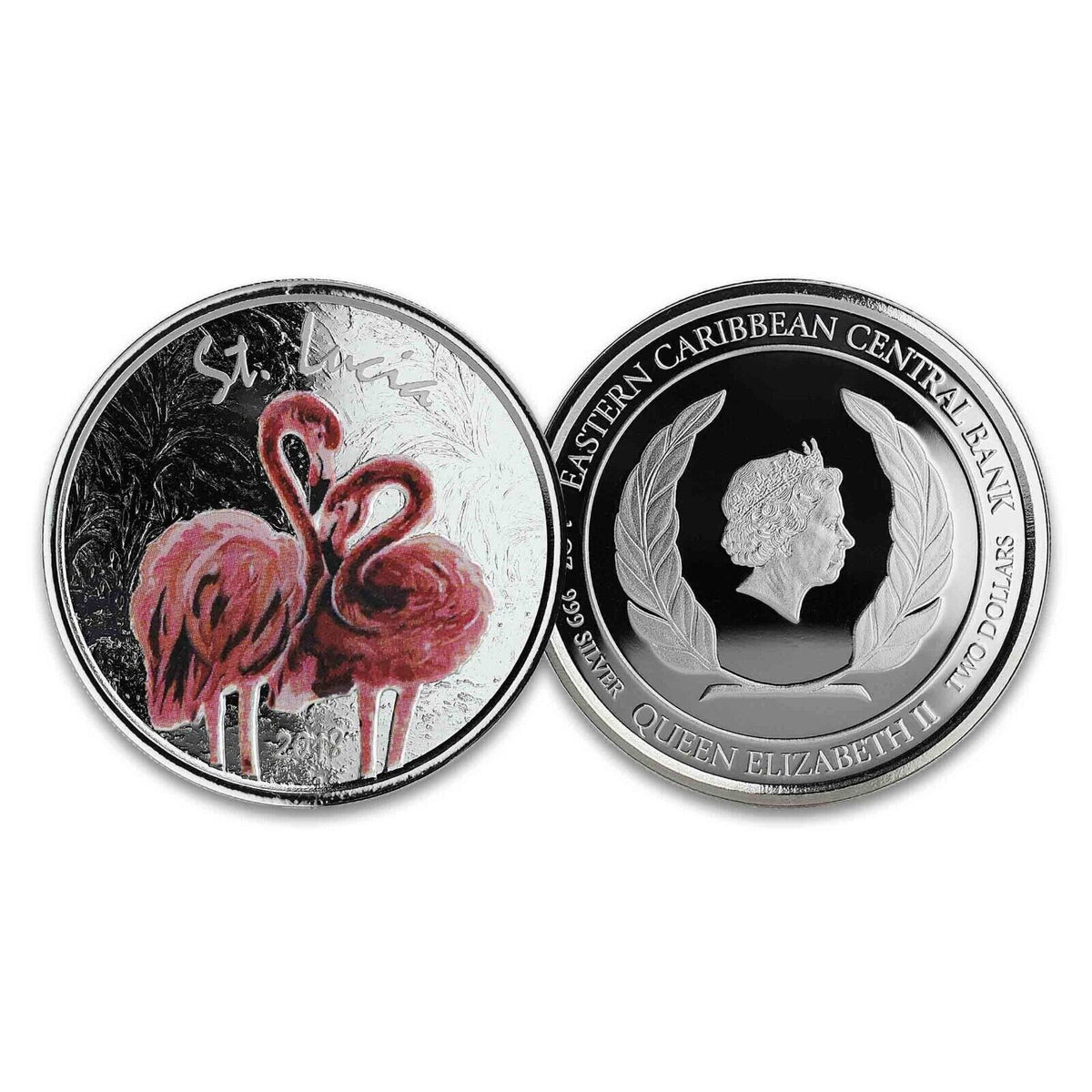 1 Oz Silver Coin 2018 EC8 Saint Lucia $2 Scottsdale Mint Color Proof - Flamingo-classypw.com-3
