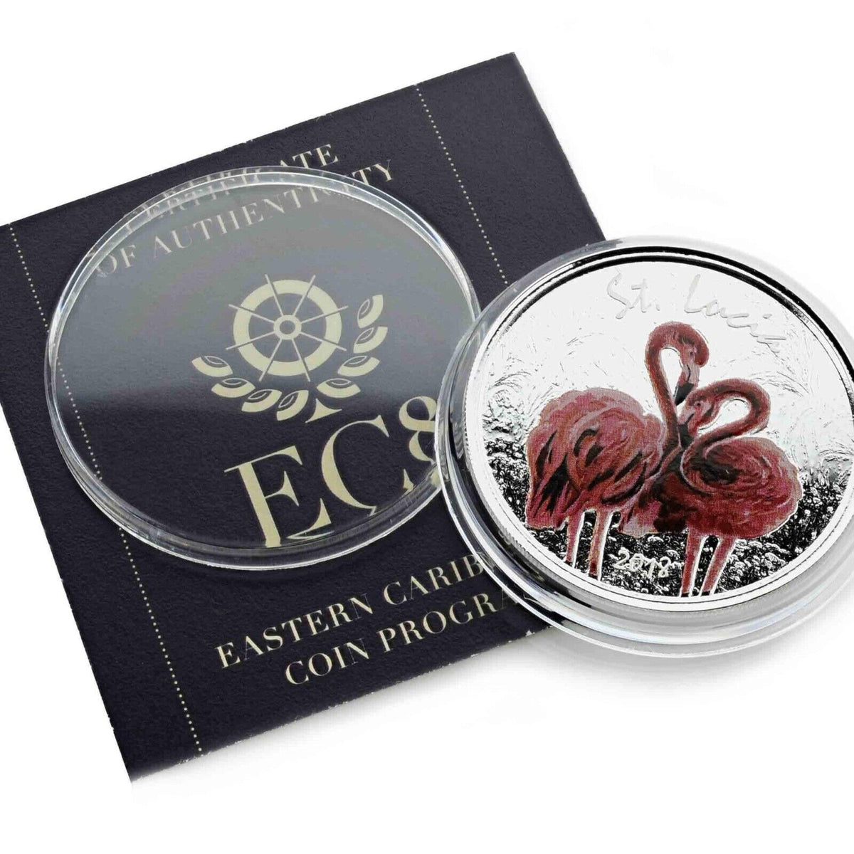 1 Oz Silver Coin 2018 EC8 Saint Lucia $2 Scottsdale Mint Color Proof - Flamingo-classypw.com-6