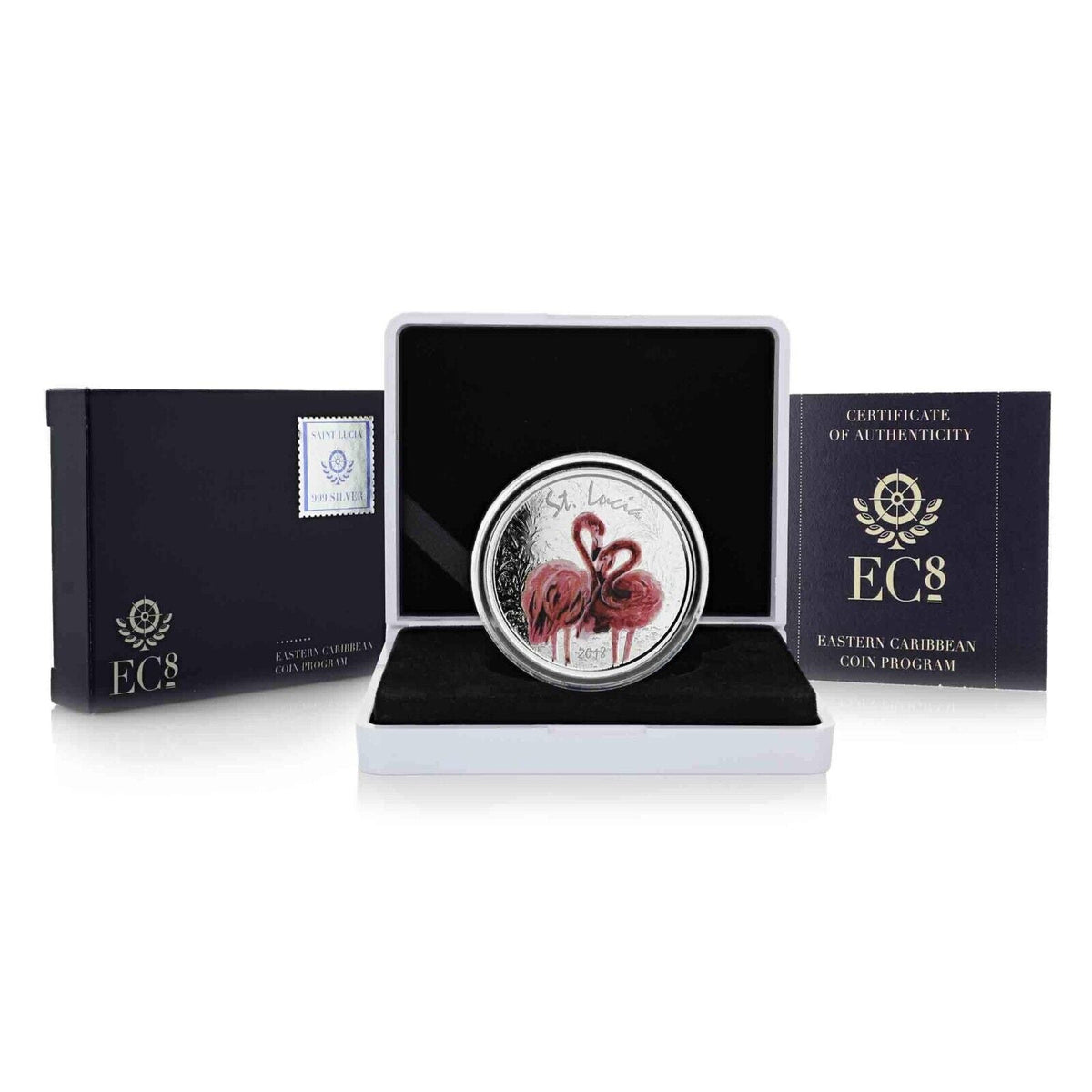 1 Oz Silver Coin 2018 EC8 Saint Lucia $2 Scottsdale Mint Color Proof - Flamingo-classypw.com-7