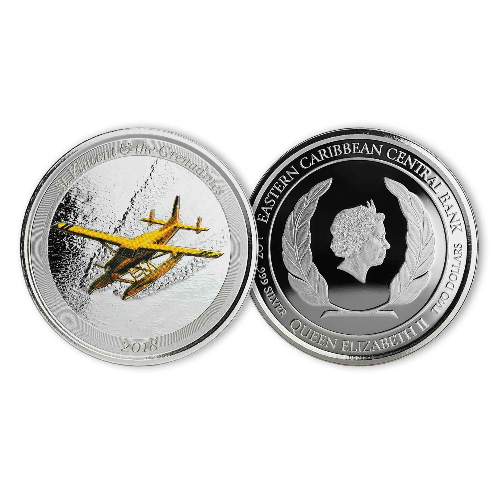 1 Oz Silver Coin 2018 EC8 St. Vincent & the Grenadines $2 Color Proof - Seaplane-classypw.com-4
