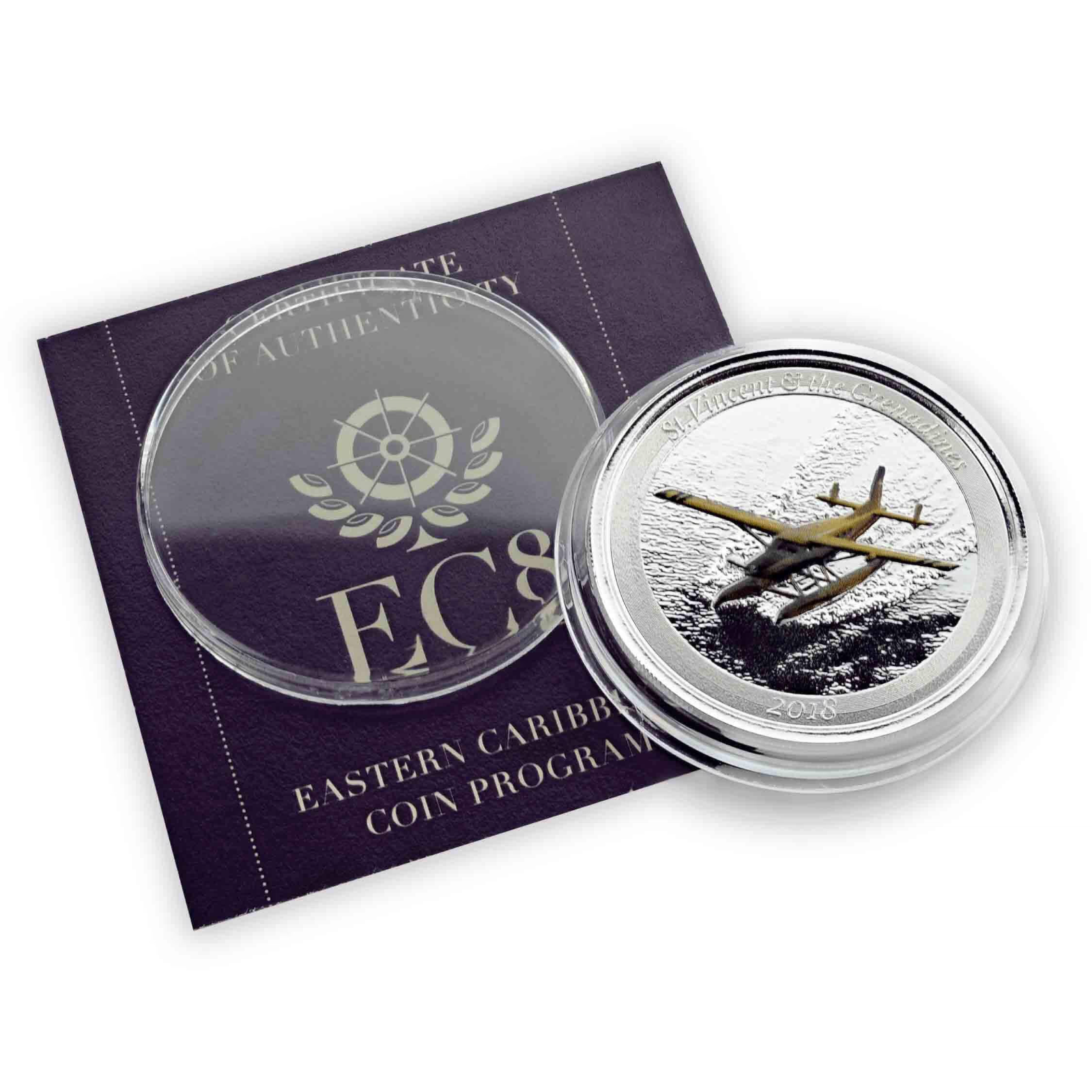 1 Oz Silver Coin 2018 EC8 St. Vincent & the Grenadines $2 Color Proof - Seaplane-classypw.com-6