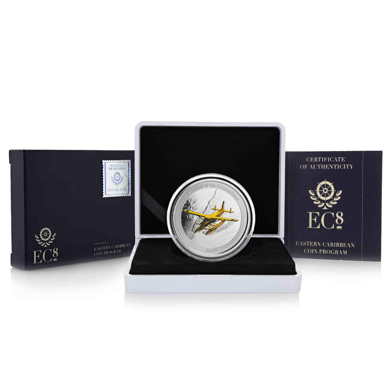 1 Oz Silver Coin 2018 EC8 St. Vincent & the Grenadines $2 Color Proof - Seaplane-classypw.com-7