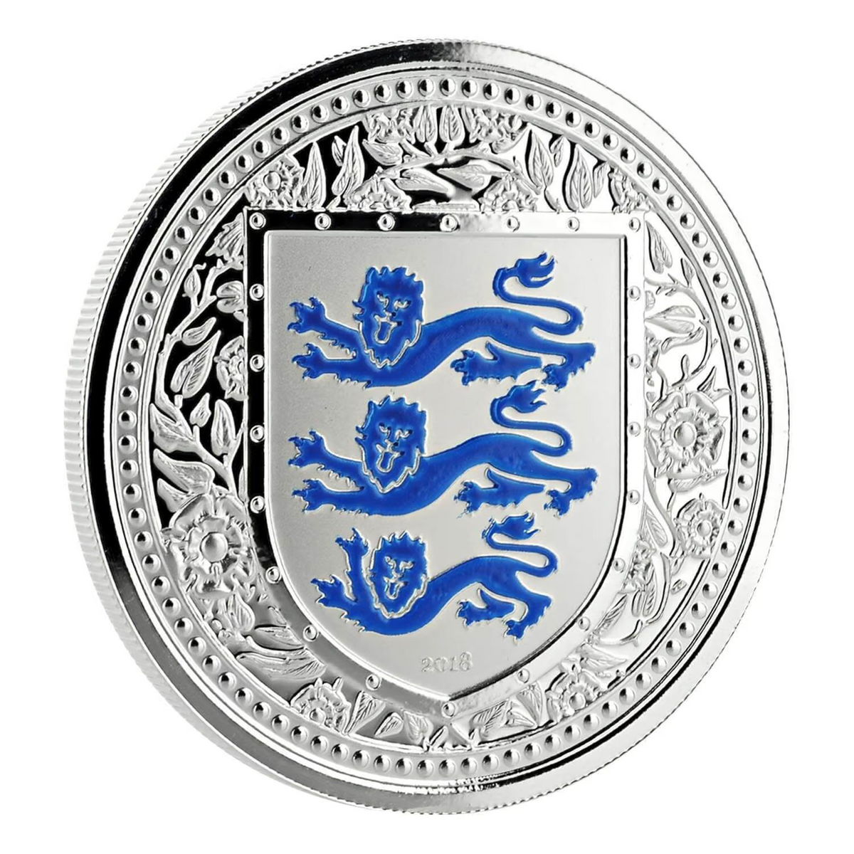 1 Oz Silver Coin 2018 Gibraltar £2 Royal Arms of England Color Proof - Blue-classypw.com-1