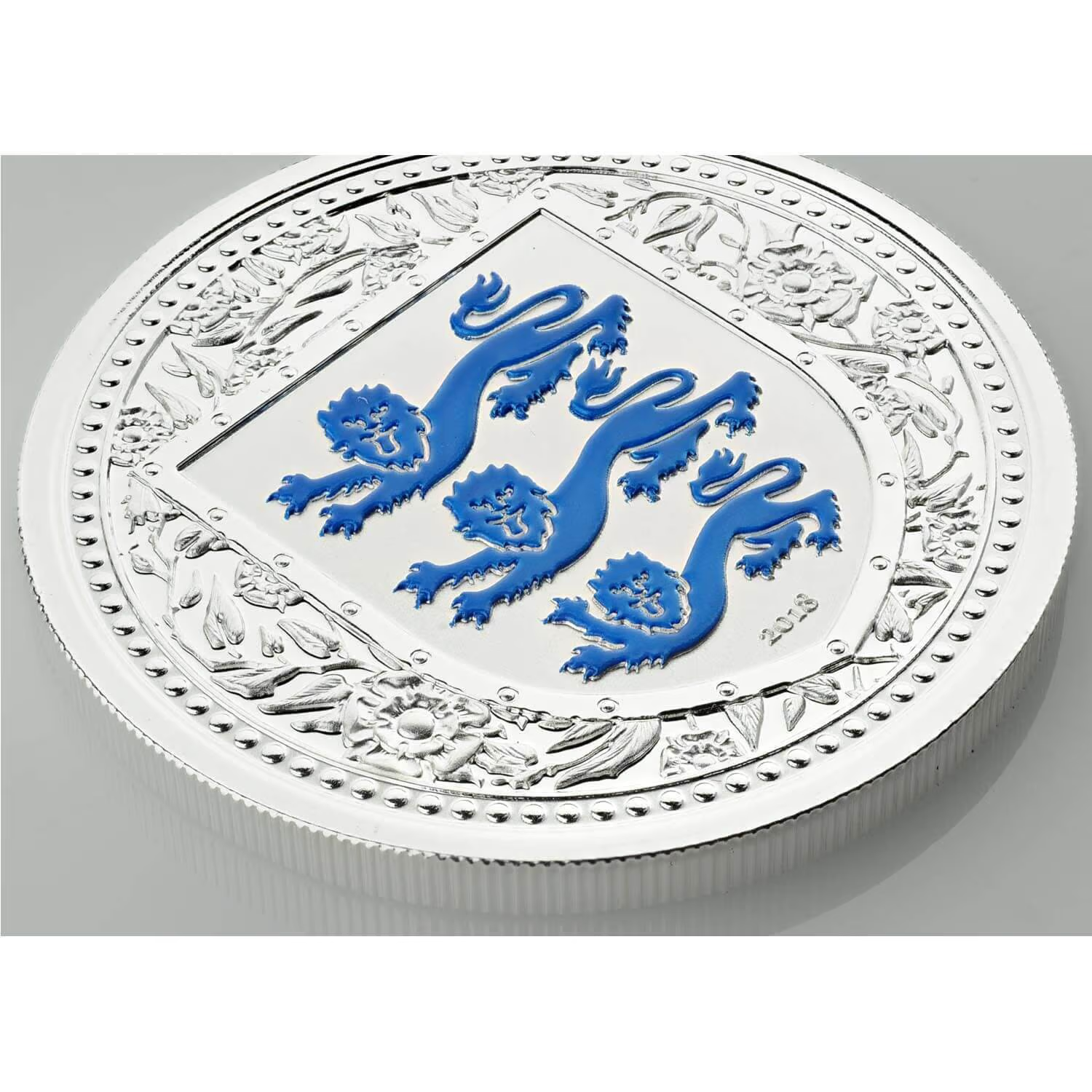 1 Oz Silver Coin 2018 Gibraltar £2 Royal Arms of England Color Proof - Blue-classypw.com-1