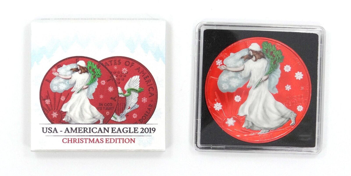 1 Oz Silver Coin 2019 $1 American Eagle USA Christmas Edition Limited 300 Made-classypw.com-1