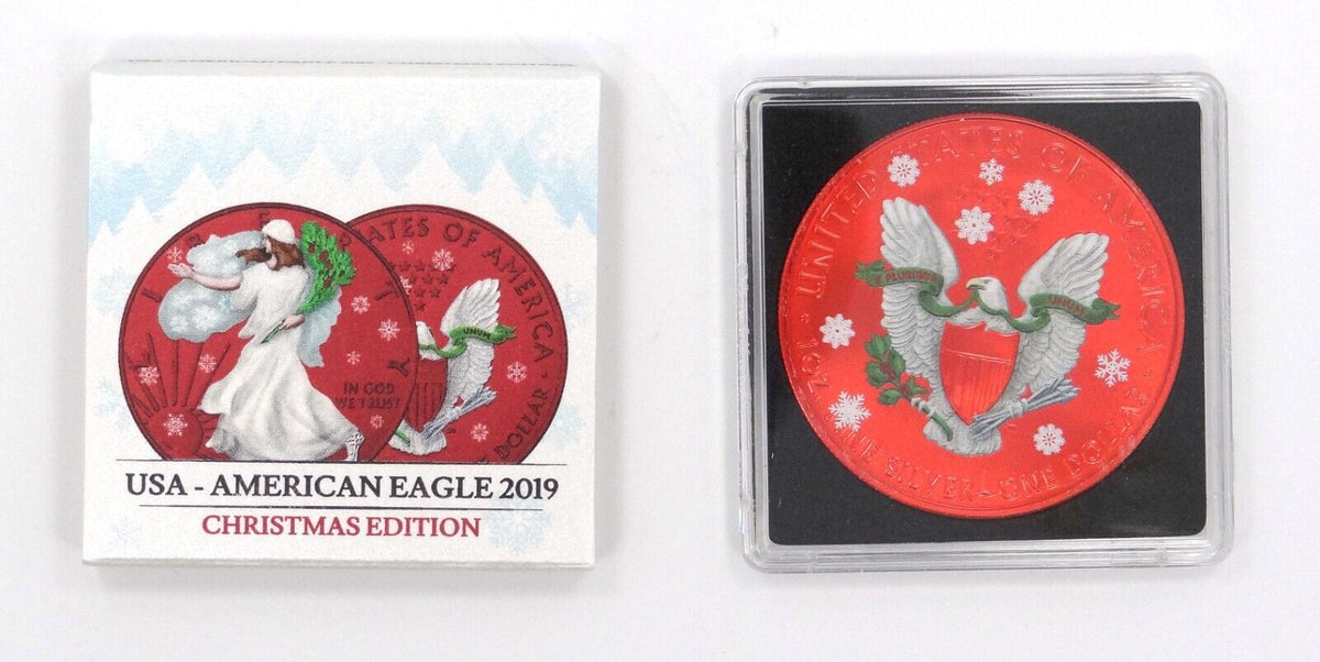 1 Oz Silver Coin 2019 $1 American Eagle USA Christmas Edition Limited 300 Made-classypw.com-2