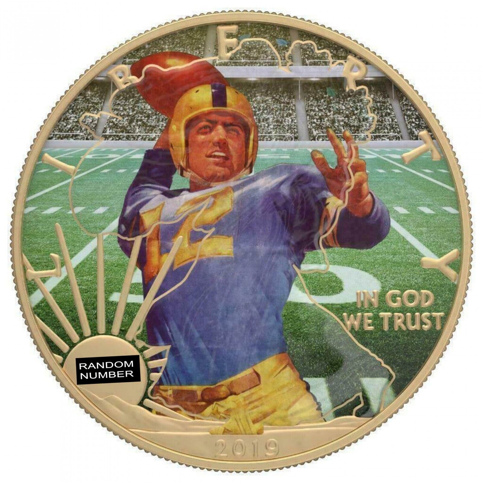 1 Oz Silver Coin 2019 $1 Liberty Faces of America - American Football No 10-classypw.com-1