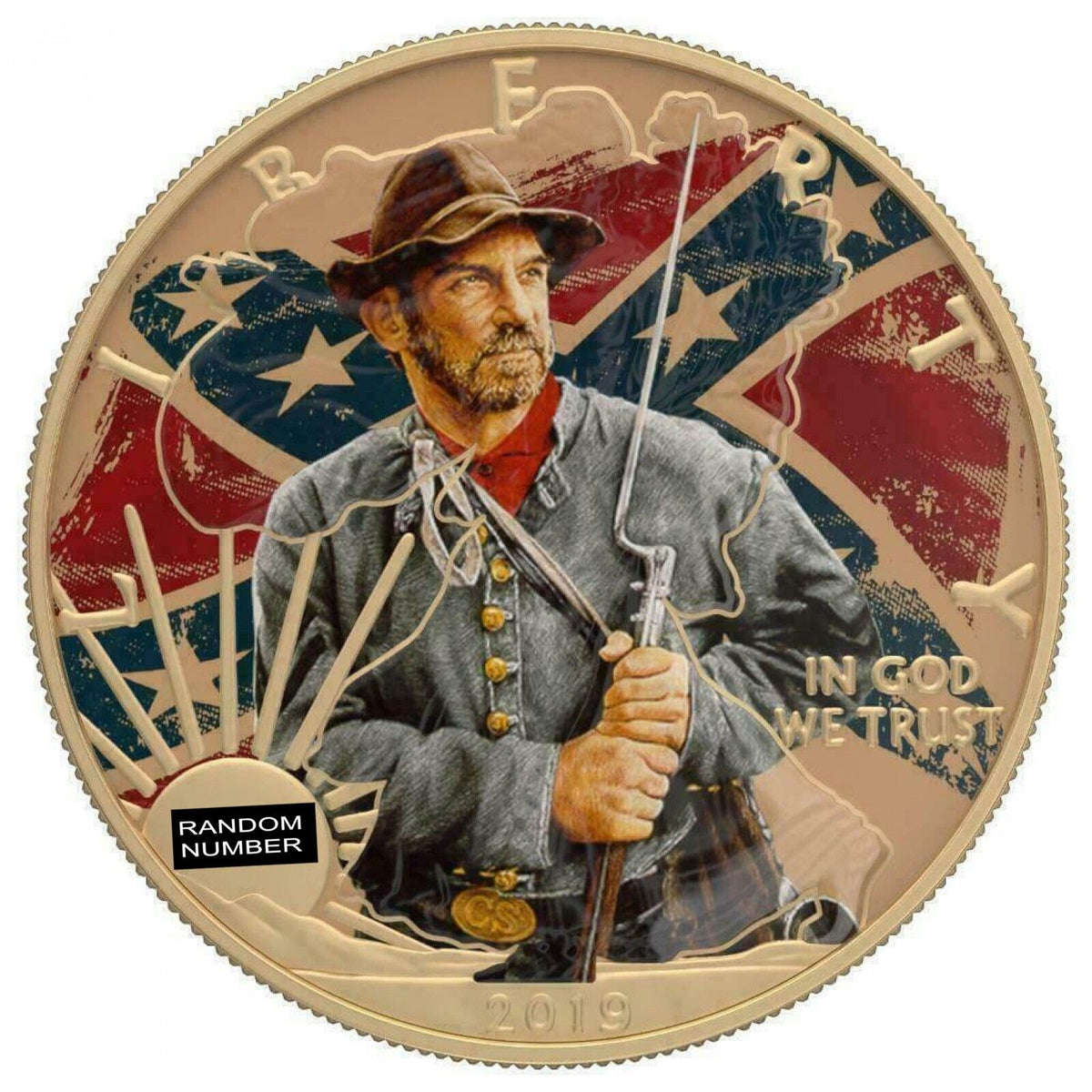 1 Oz Silver Coin 2019 $1 Liberty Faces of America - Confederate Varnish No 5-classypw.com-1